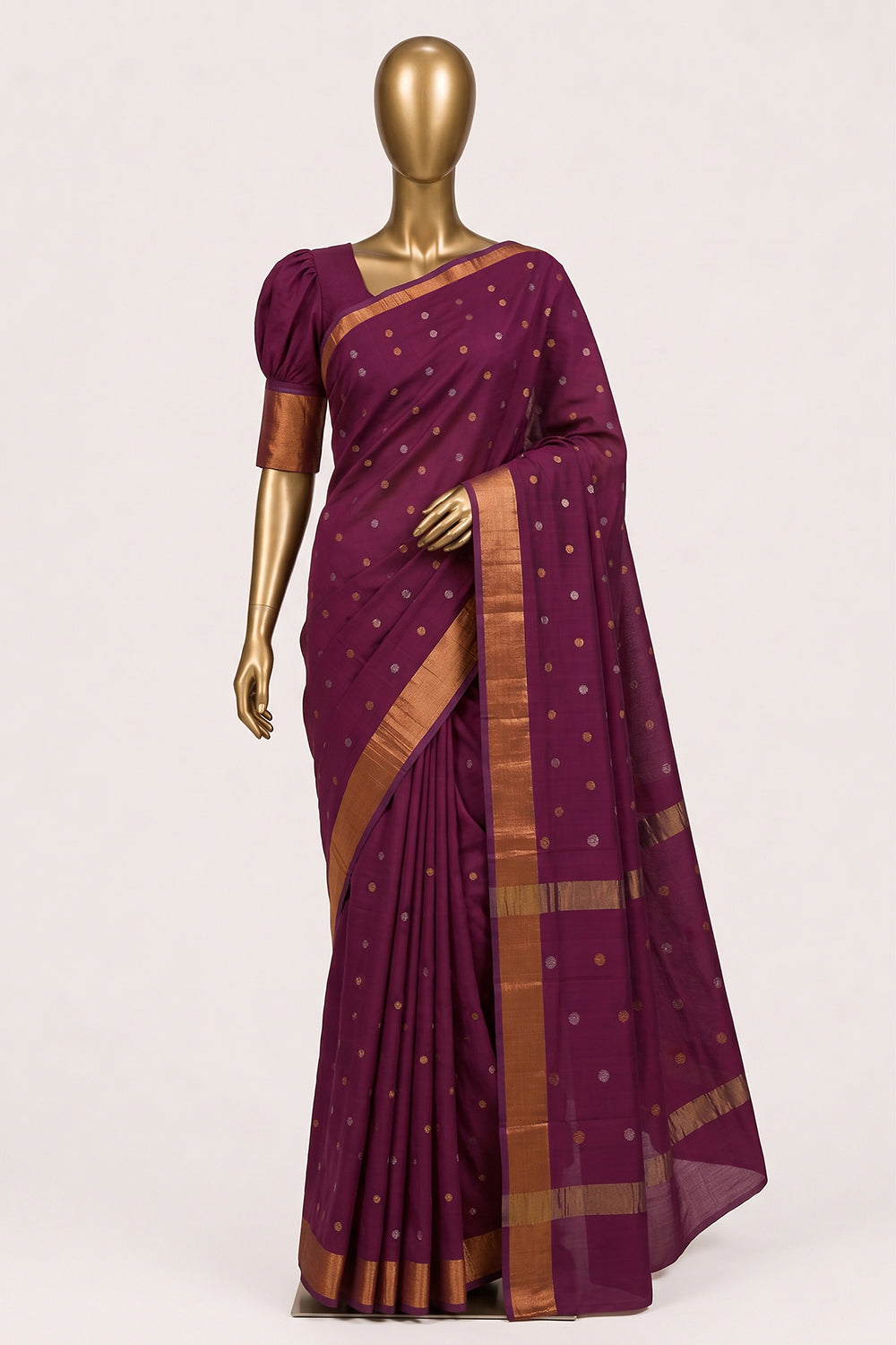 Image of Fuchsia-Pink Venkatagiri Saree