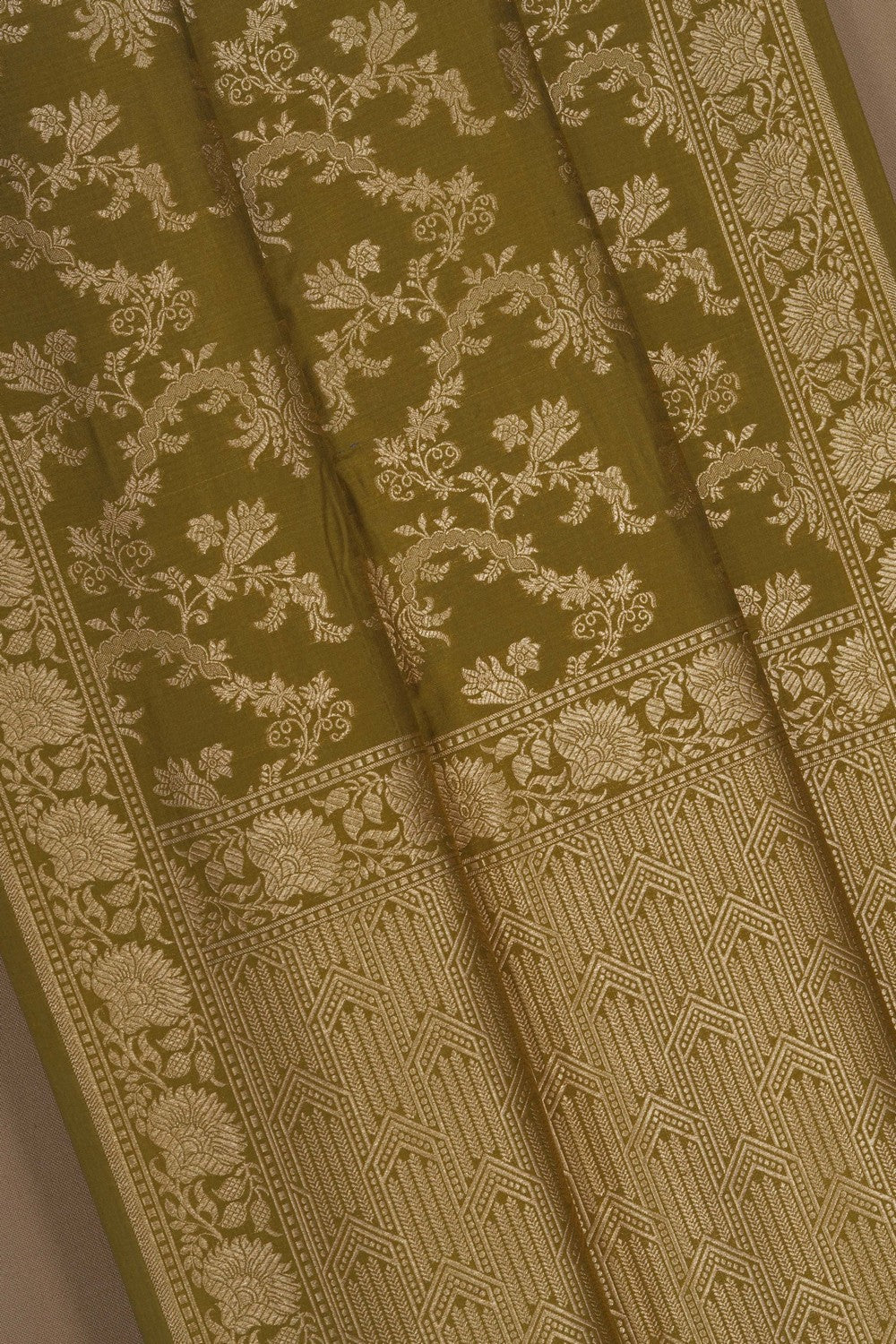 Image of Banarasi Silk Brocade Heena-Green Saree