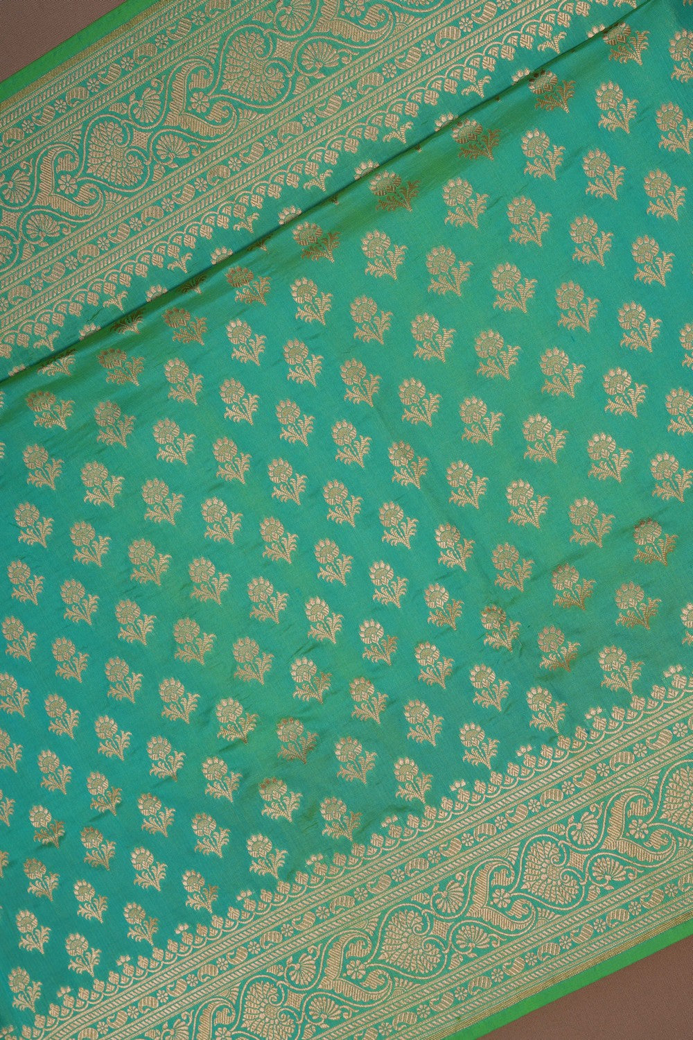 Image of Banarasi Silk Brocade Sea-Green Saree