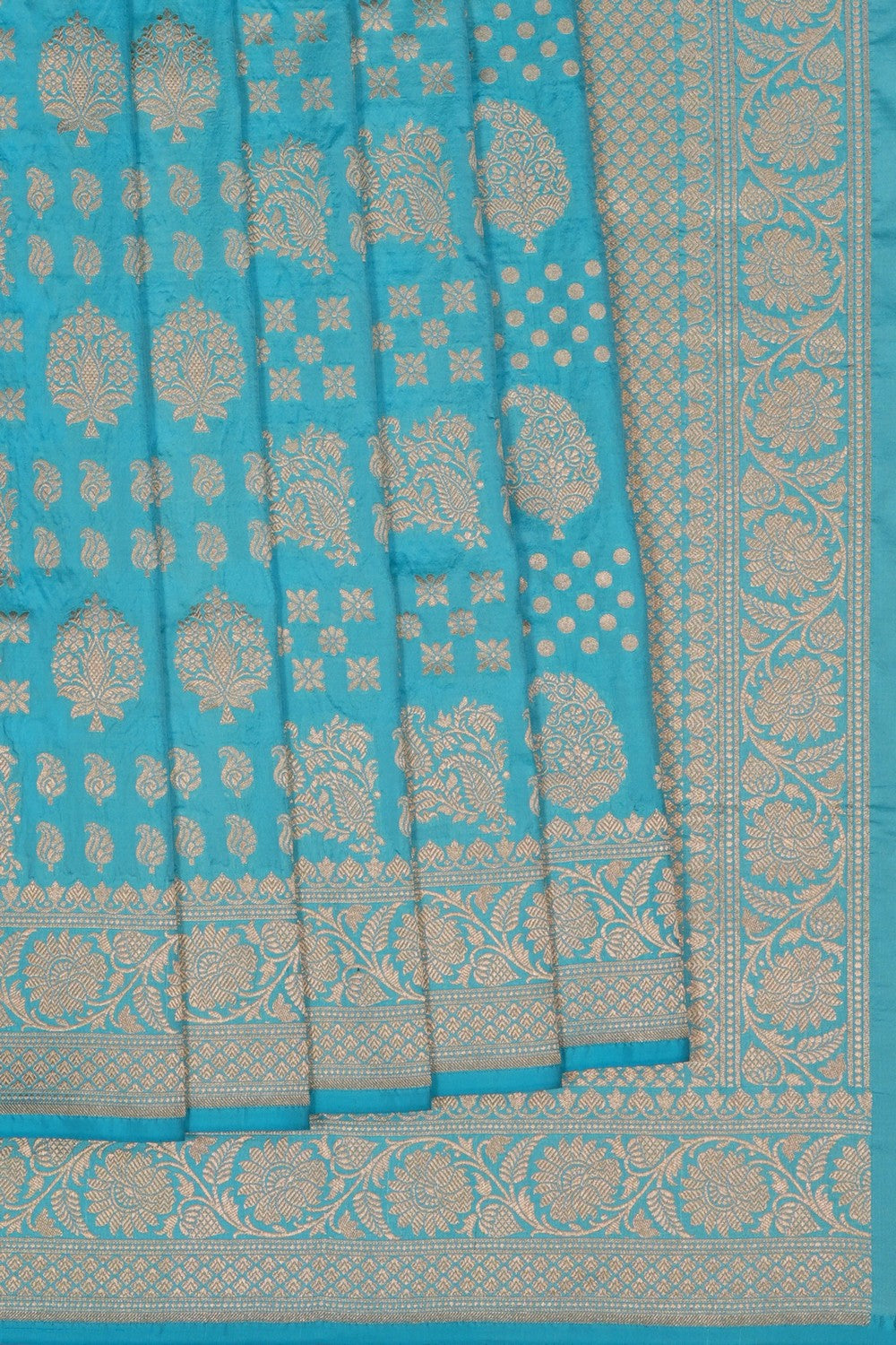 Image of Banarasi Silk Brocade Blue Saree
