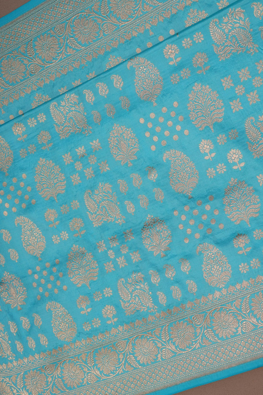 Image of Banarasi Silk Brocade Blue Saree