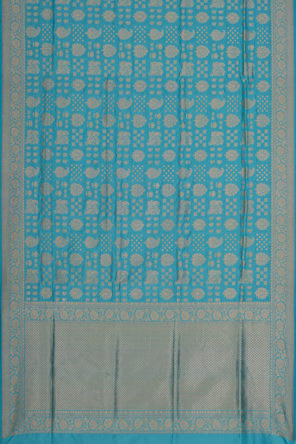 Image of Banarasi Silk Brocade Blue Saree
