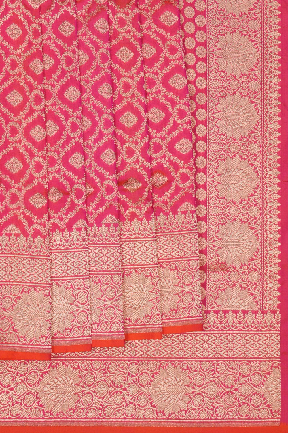 Image of Banarasi Silk Brocade Fuchsia Pink Saree