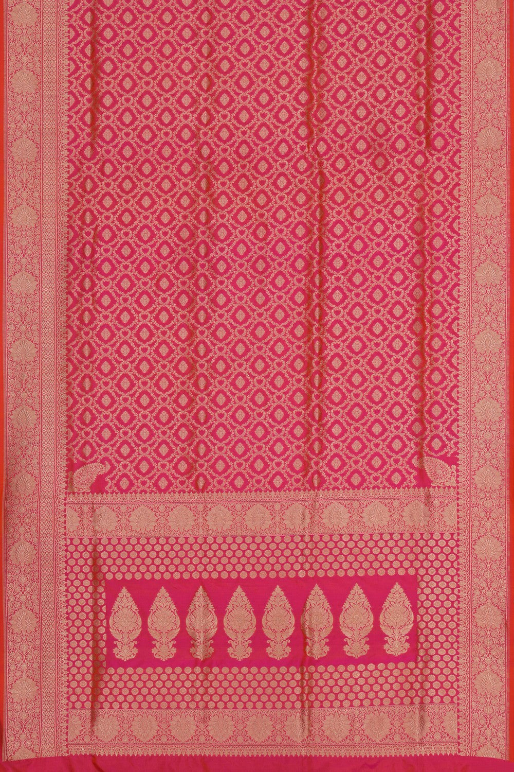 Image of Banarasi Silk Brocade Fuchsia Pink Saree