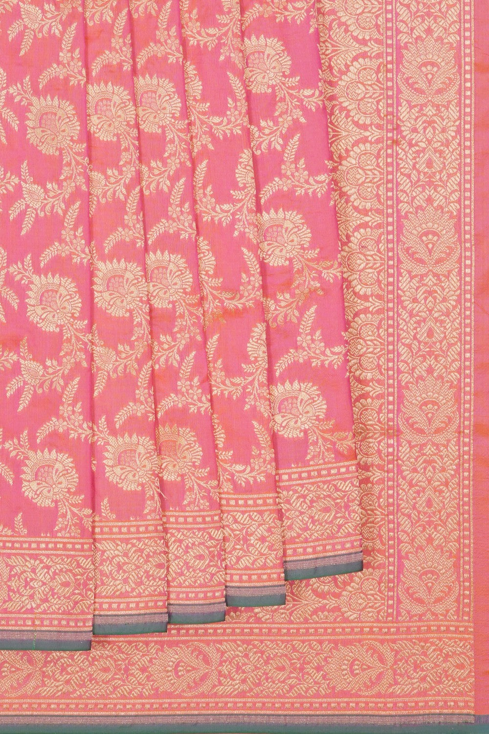 Image of Banarasi Silk Brocade Fuchsia-Pink Saree