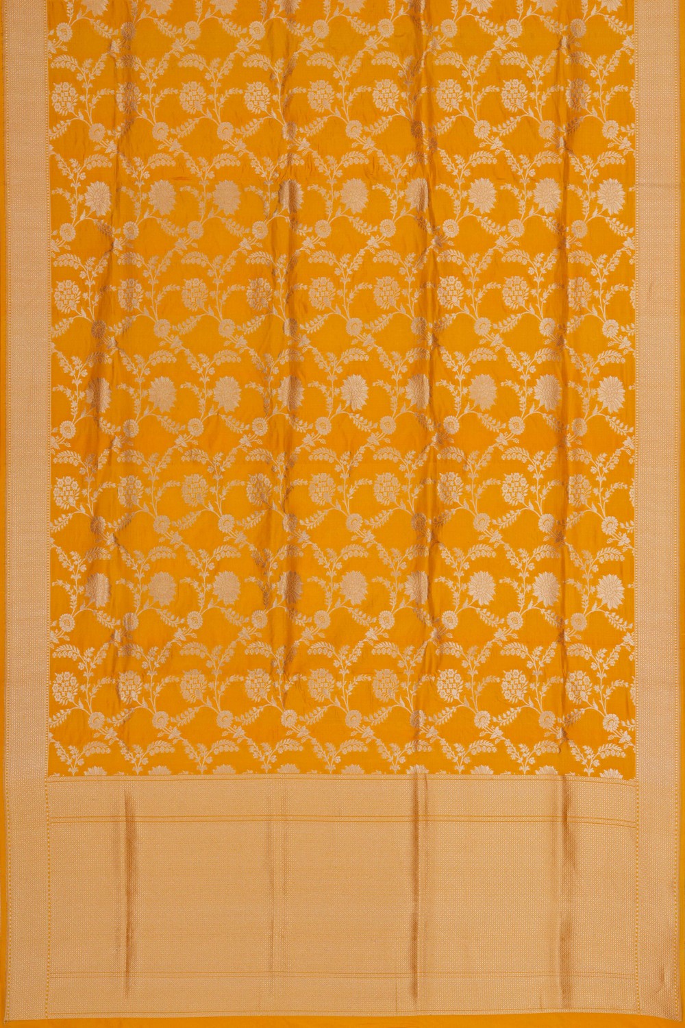 Image of Banarasi Silk Brocade Yellow Saree