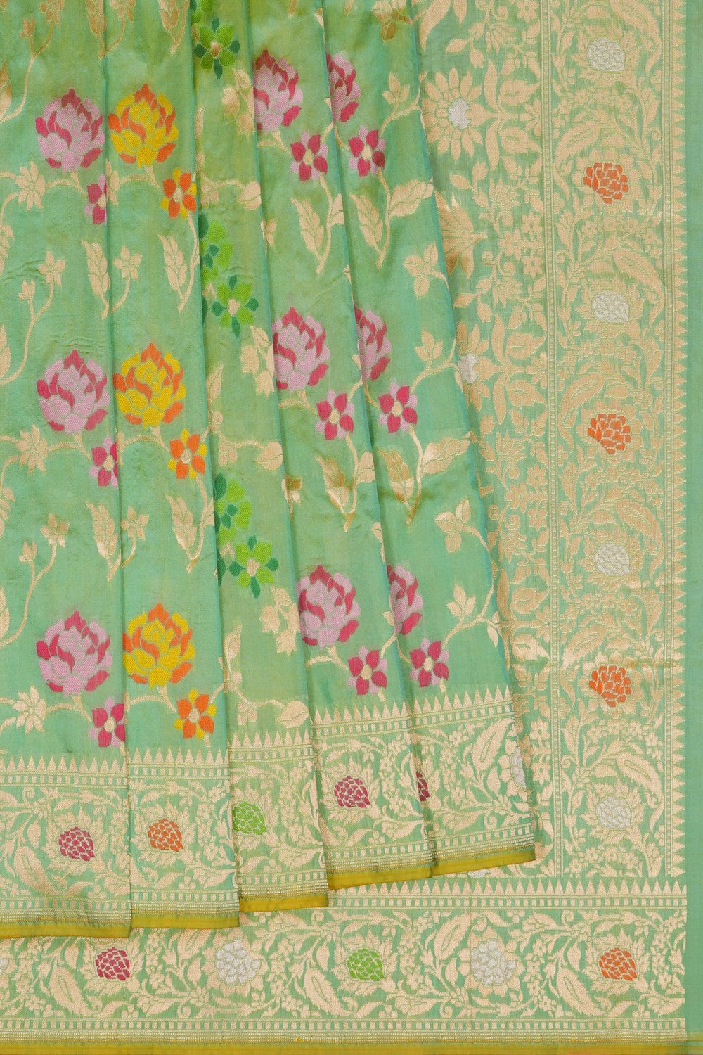 Image of Banarasi Silk Brocade Mint Green Saree