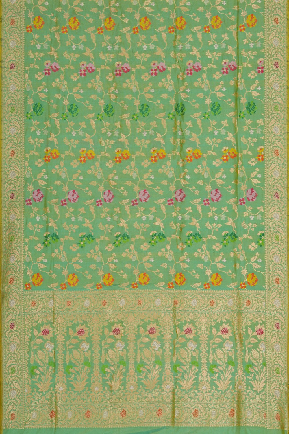 Image of Banarasi Silk Brocade Mint Green Saree