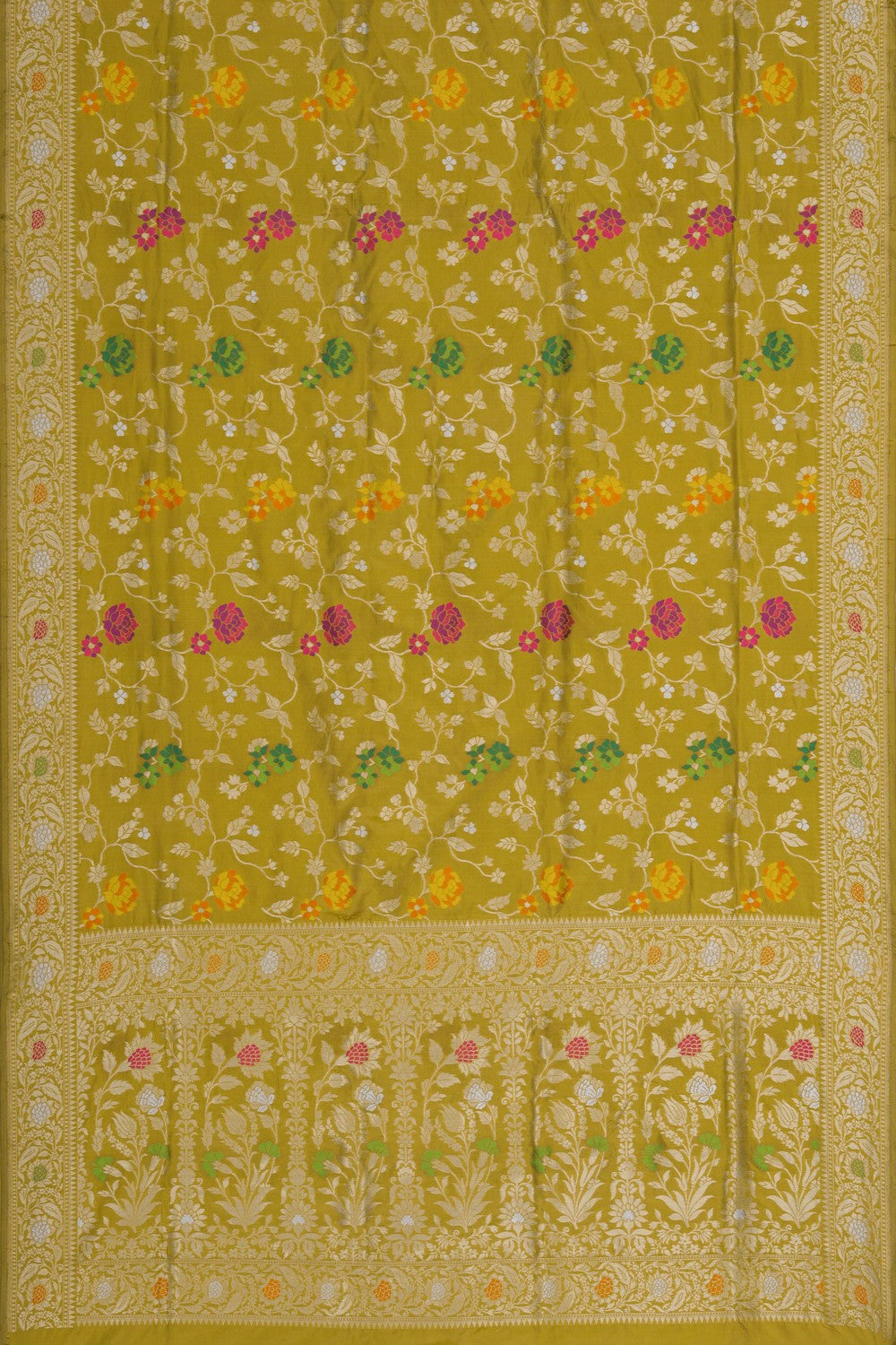 Image of Banarasi Silk Brocade Spring Green Saree