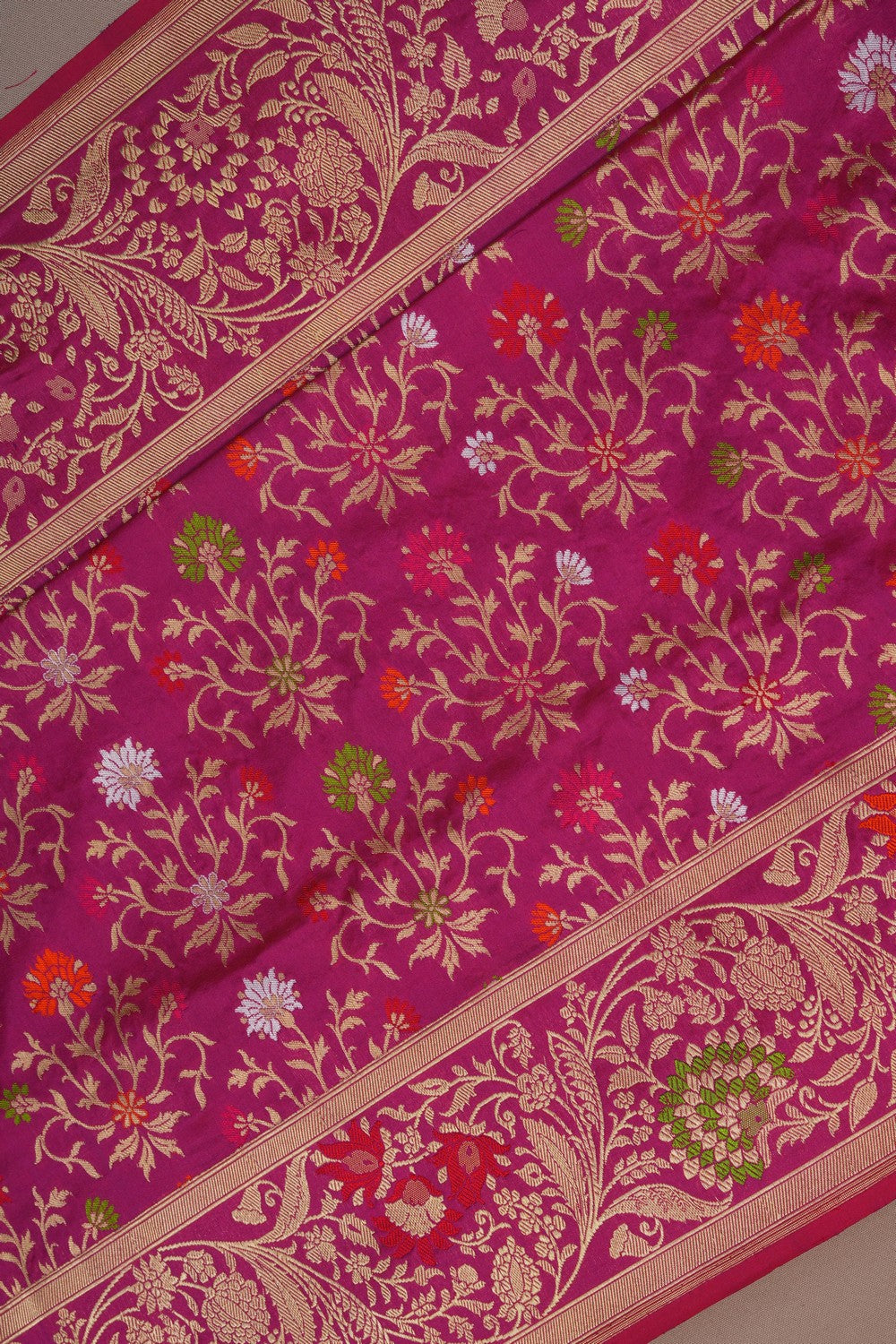 Image of Banarasi Silk Brocade Pink Saree