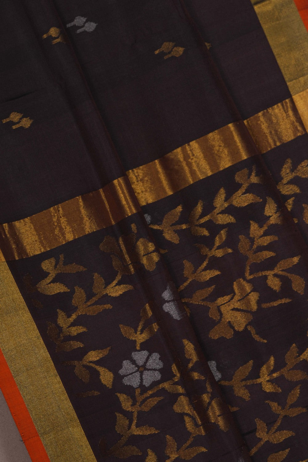 Image of Uppada Brocade Silk Brown Saree
