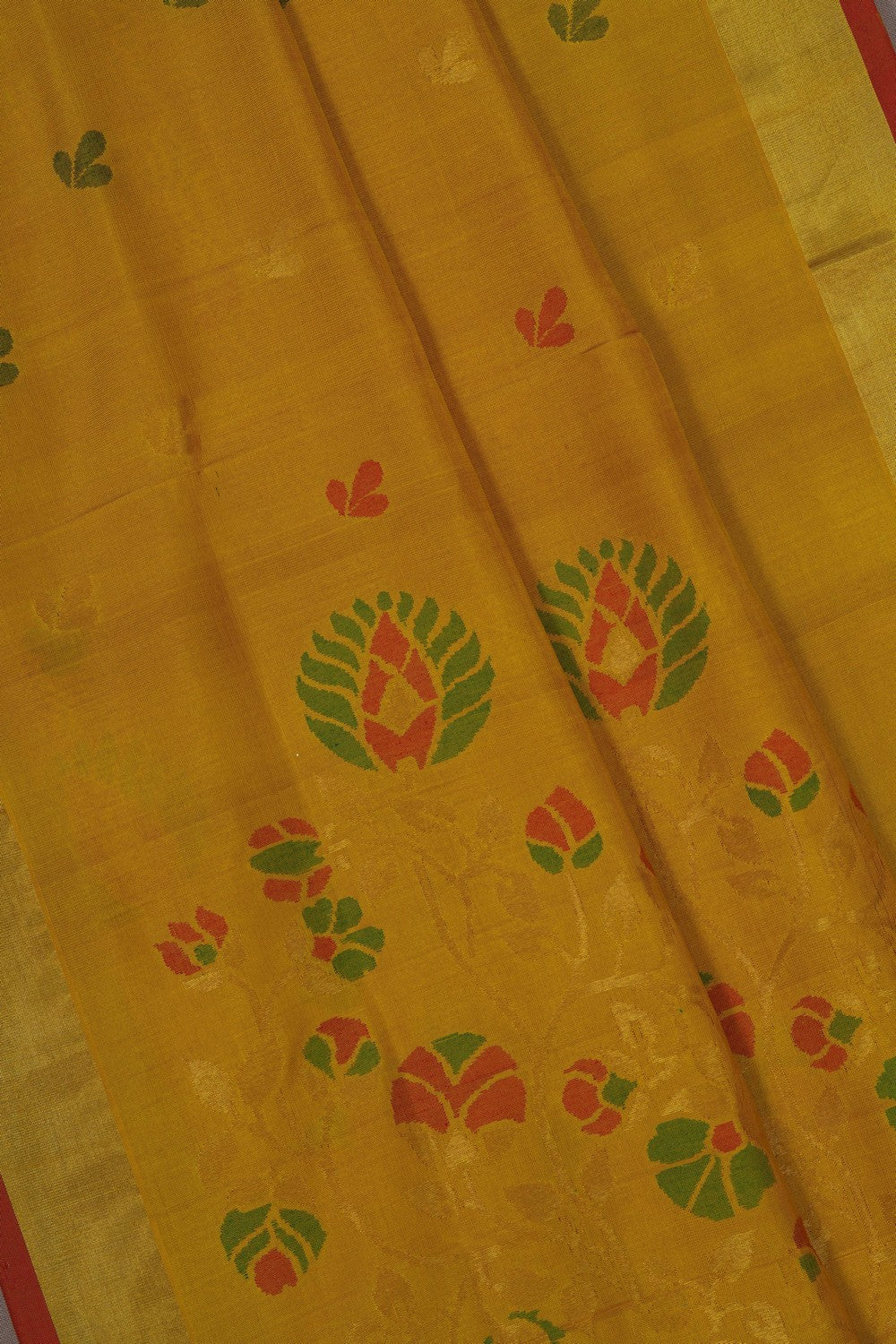 Image of Uppada Brocade Silk Mustard Saree
