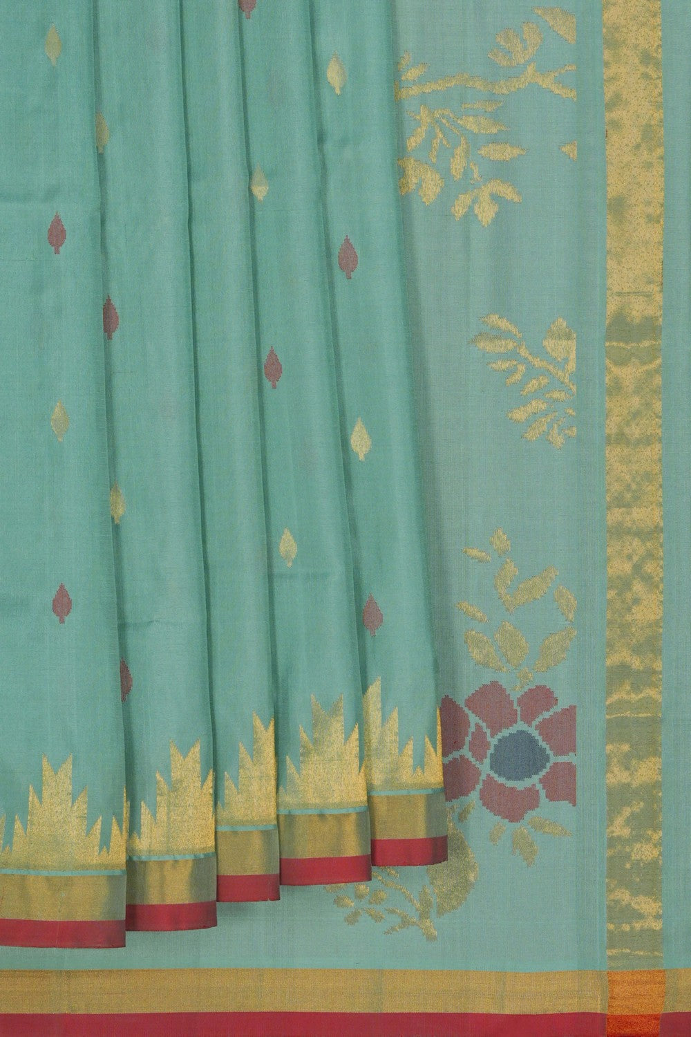 Image of Uppada Brocade Silk Green Saree