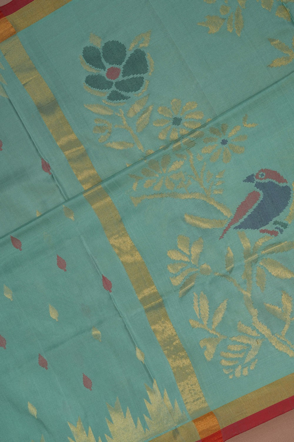 Image of Uppada Brocade Silk Green Saree
