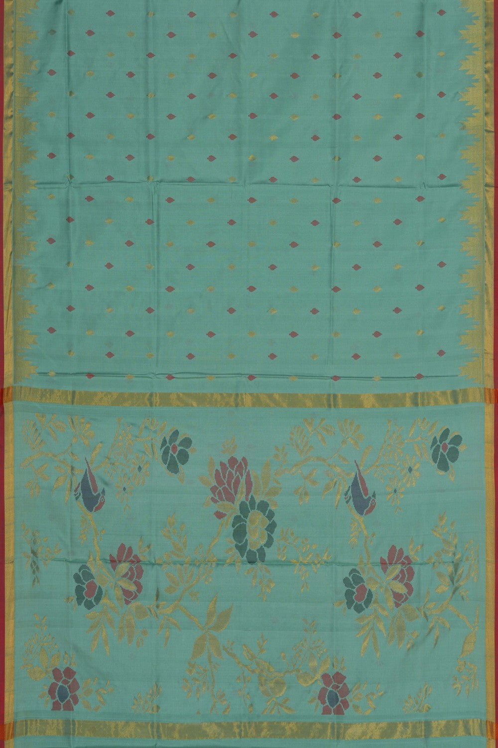 Image of Uppada Brocade Silk Green Saree