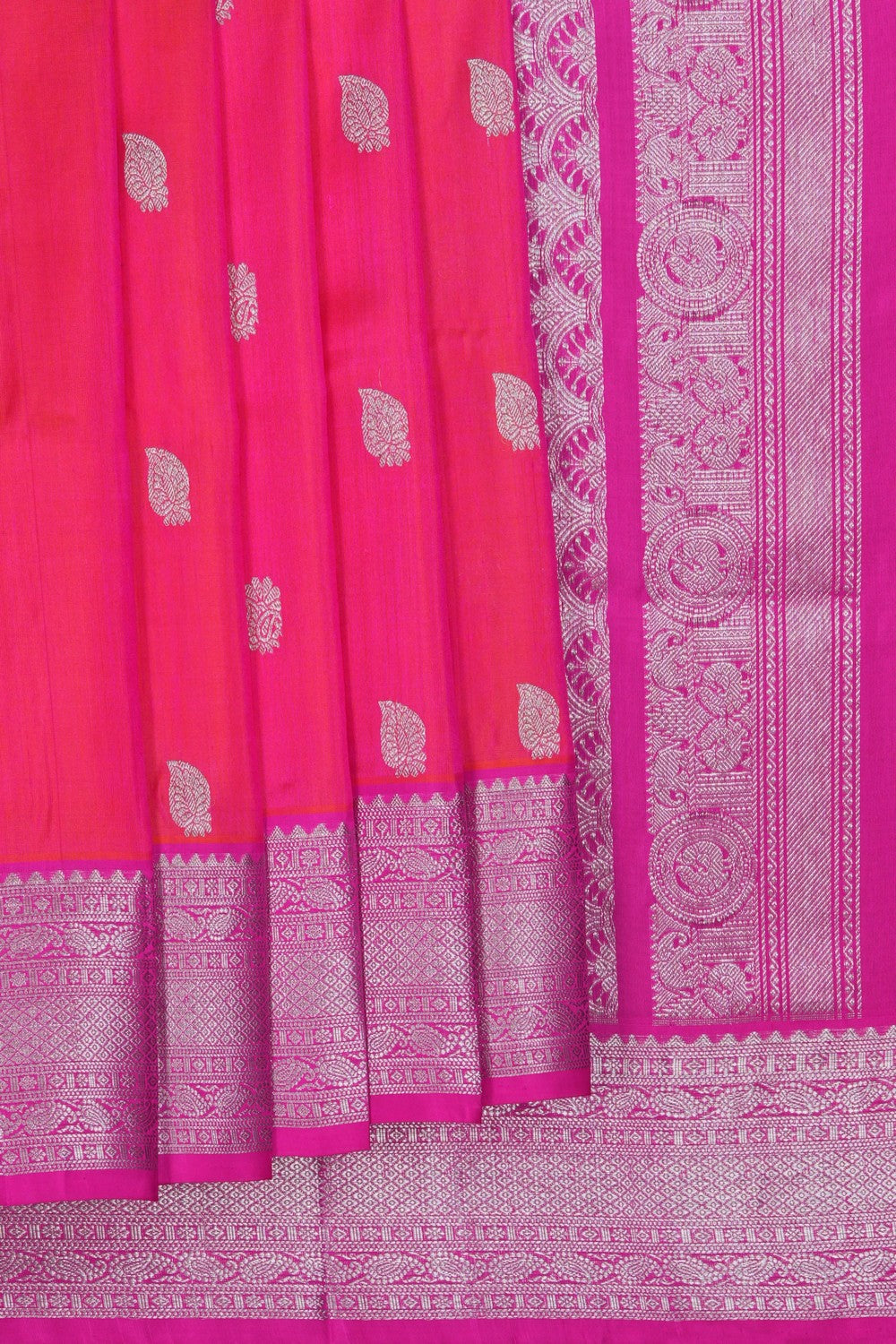 Image of Venkatagiri Silk Fuchsia-Pink Saree