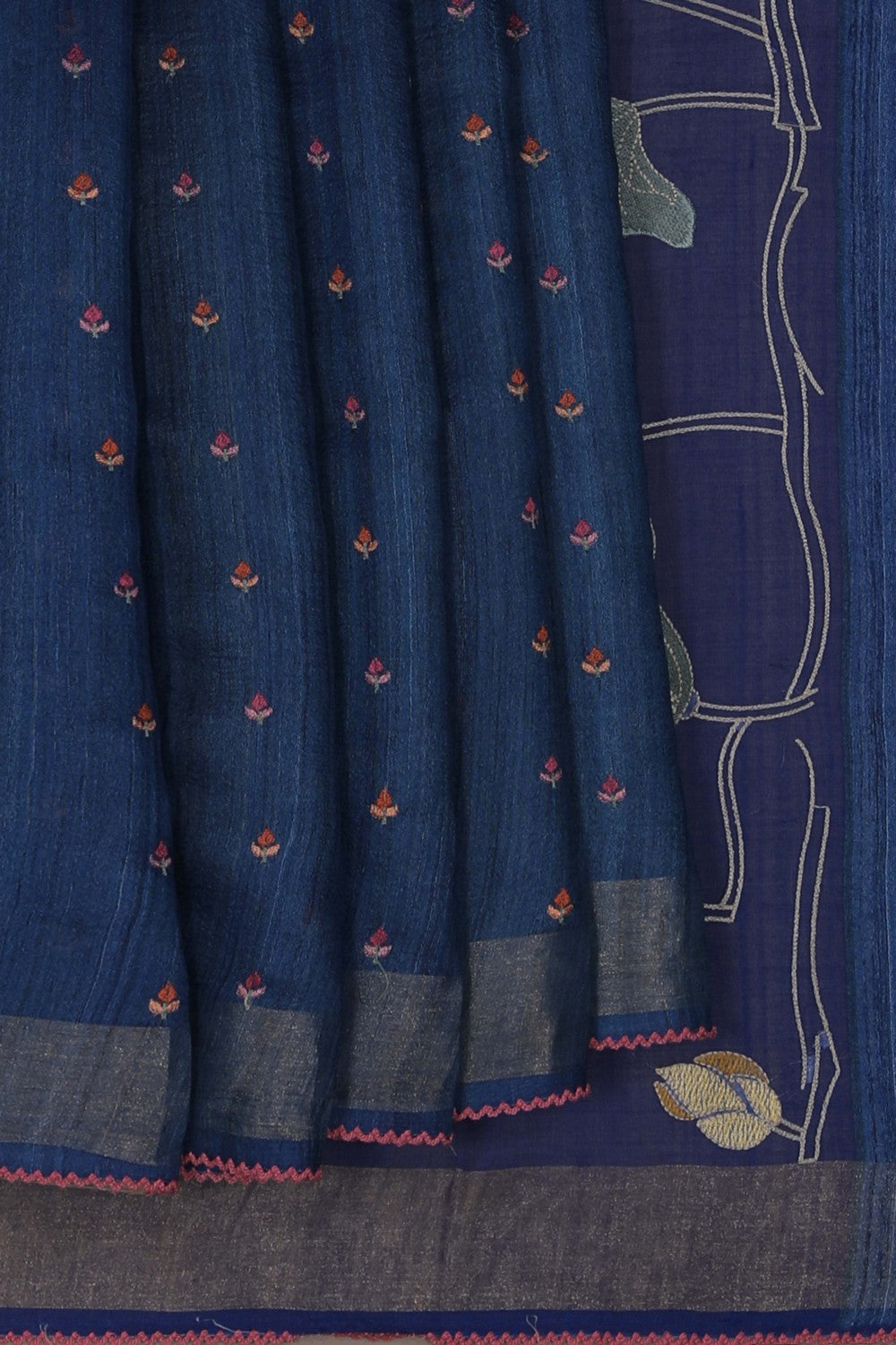 Image of Tussar Silk Blue Saree