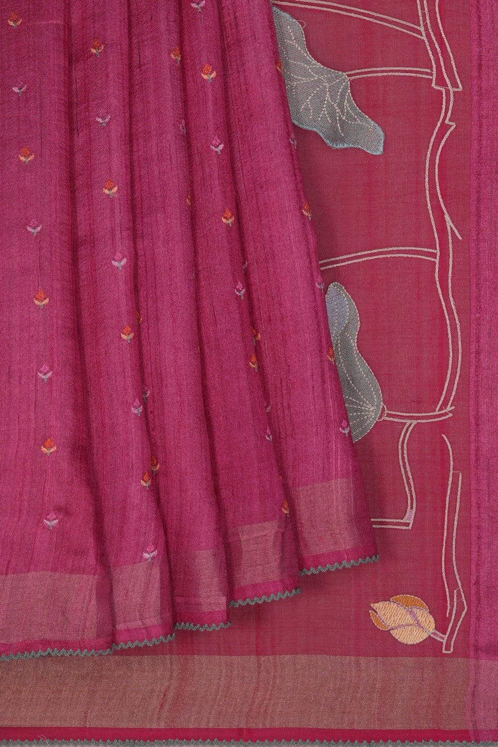Image of Tussar Silk Pink Saree