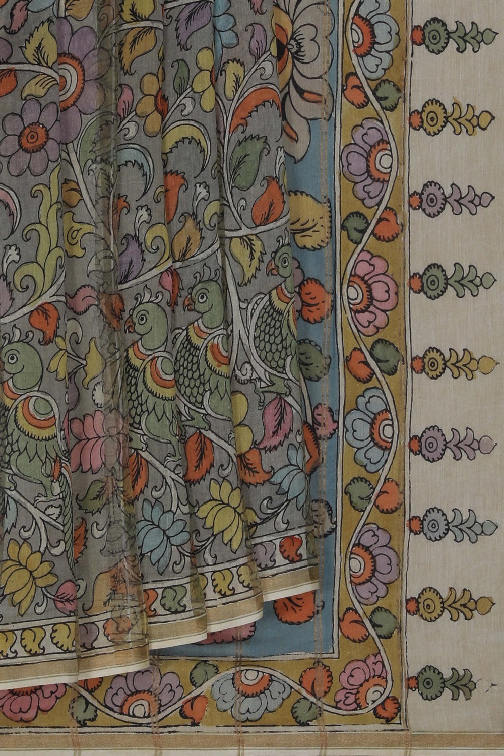 Image of Tussar Silk Grey Saree