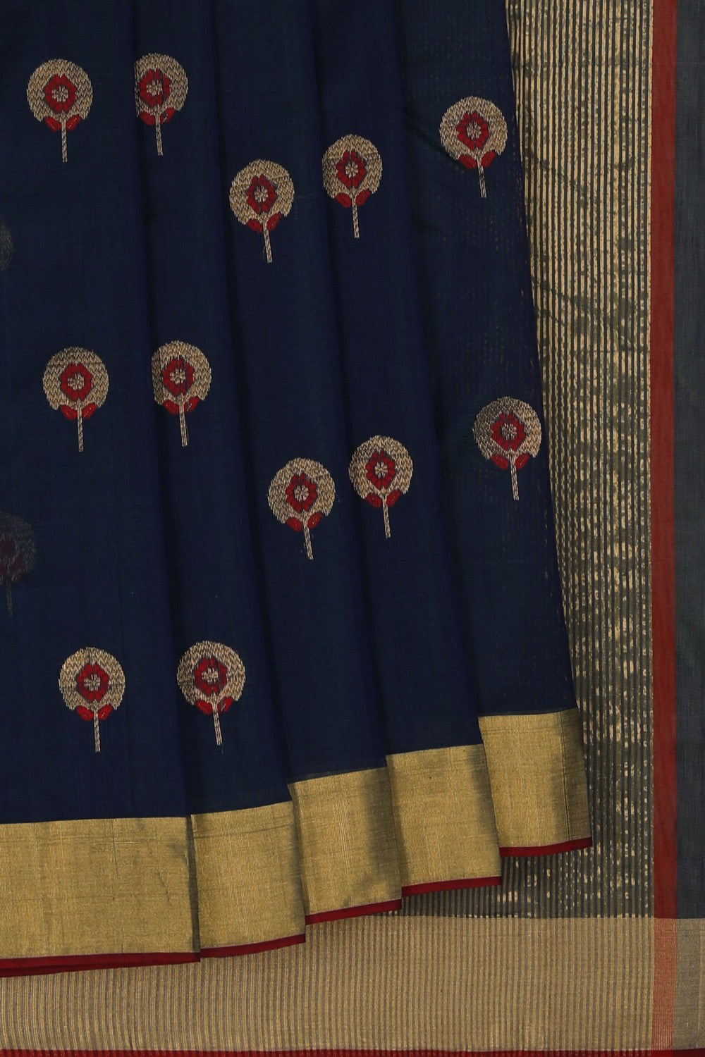 Image of Chanderi Silk Cotton Blue Saree