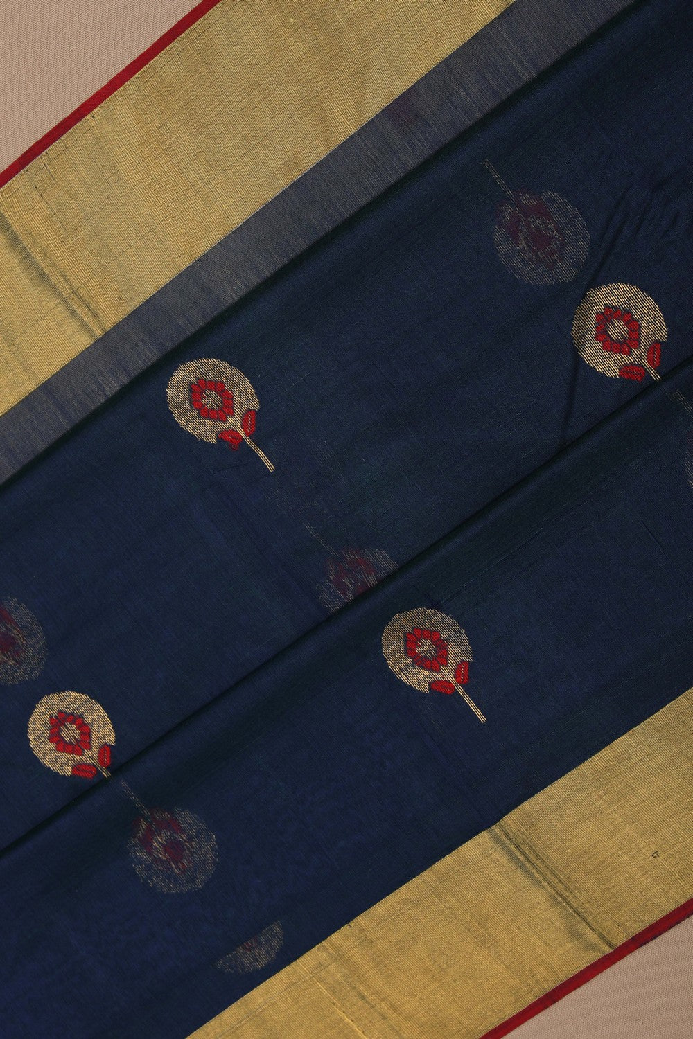 Image of Chanderi Silk Cotton Blue Saree