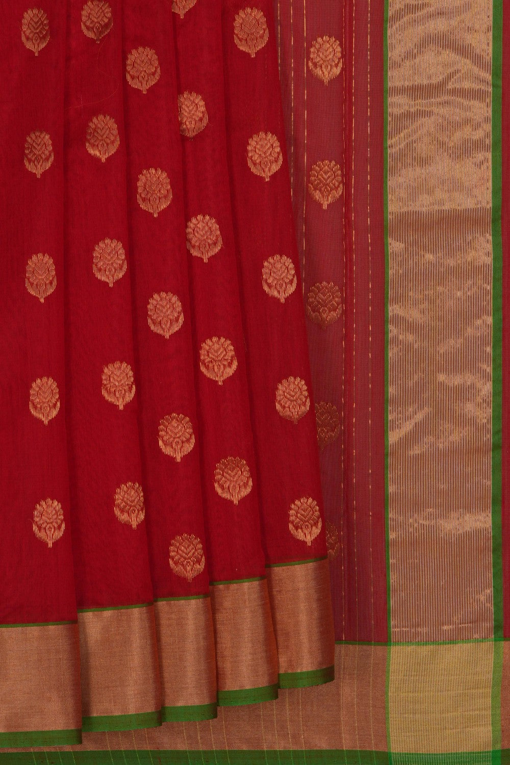 Image of Chanderi Silk Cotton Red Saree