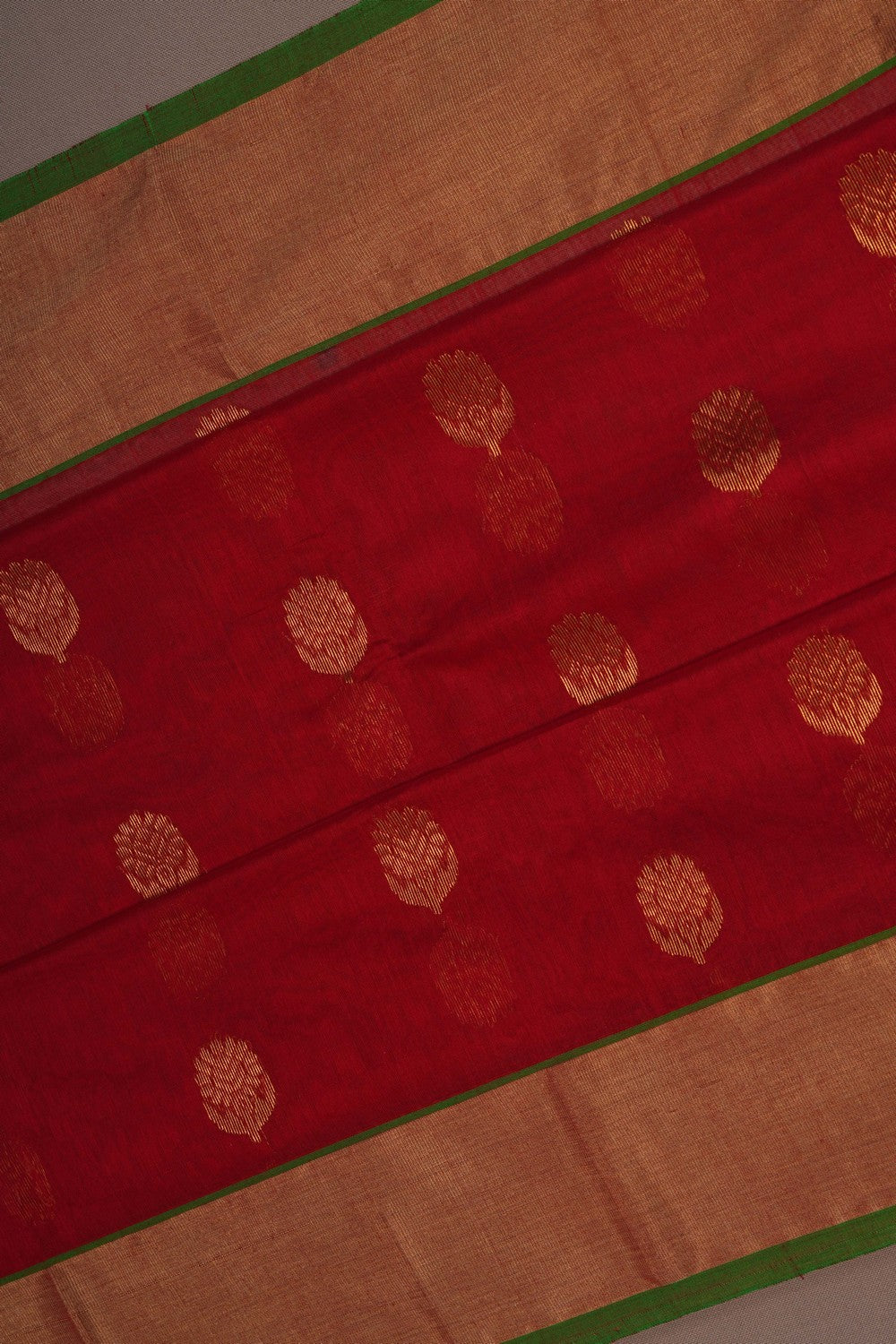 Image of Chanderi Silk Cotton Red Saree