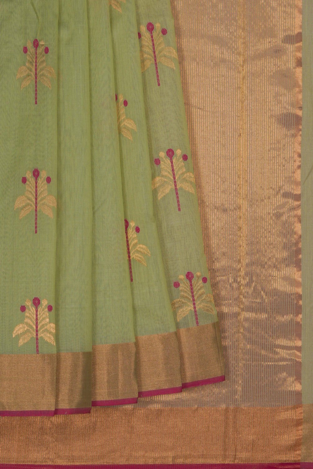 Image of Chanderi Silk Cotton Green Saree