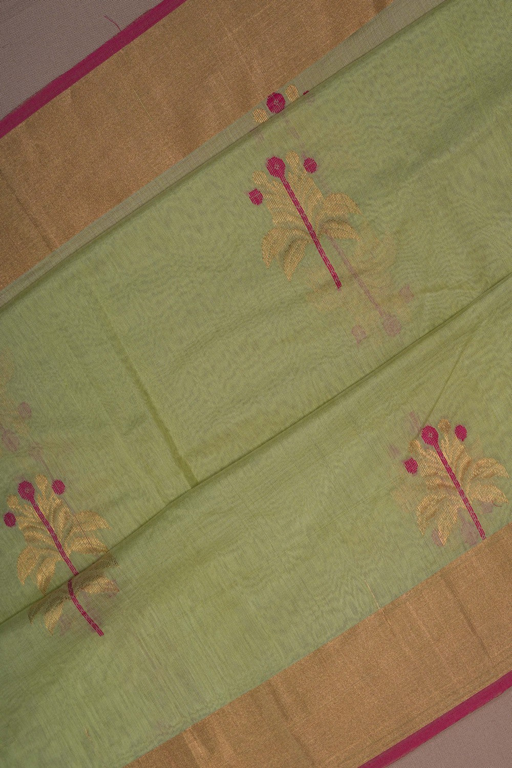 Image of Chanderi Silk Cotton Green Saree