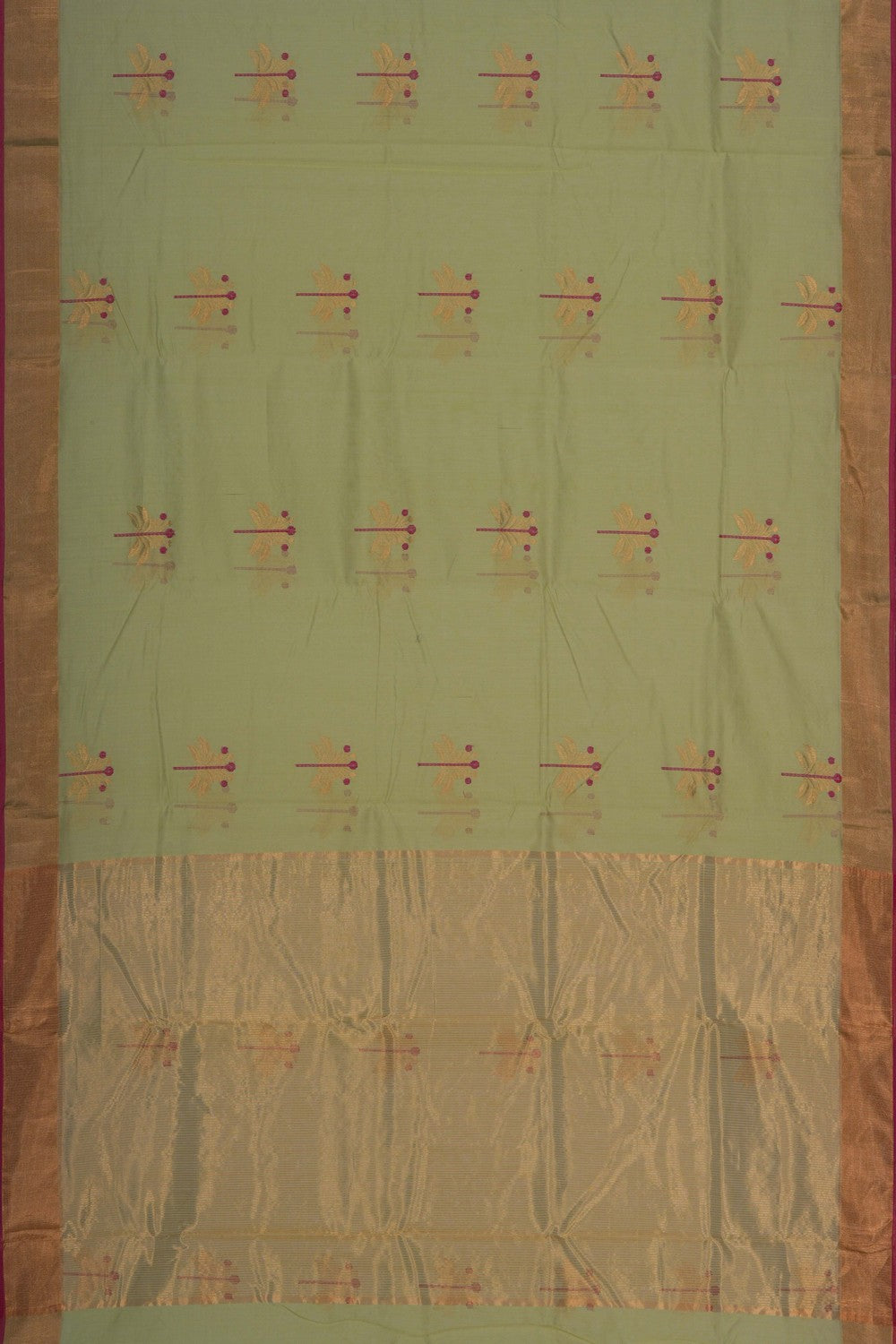 Image of Chanderi Silk Cotton Green Saree