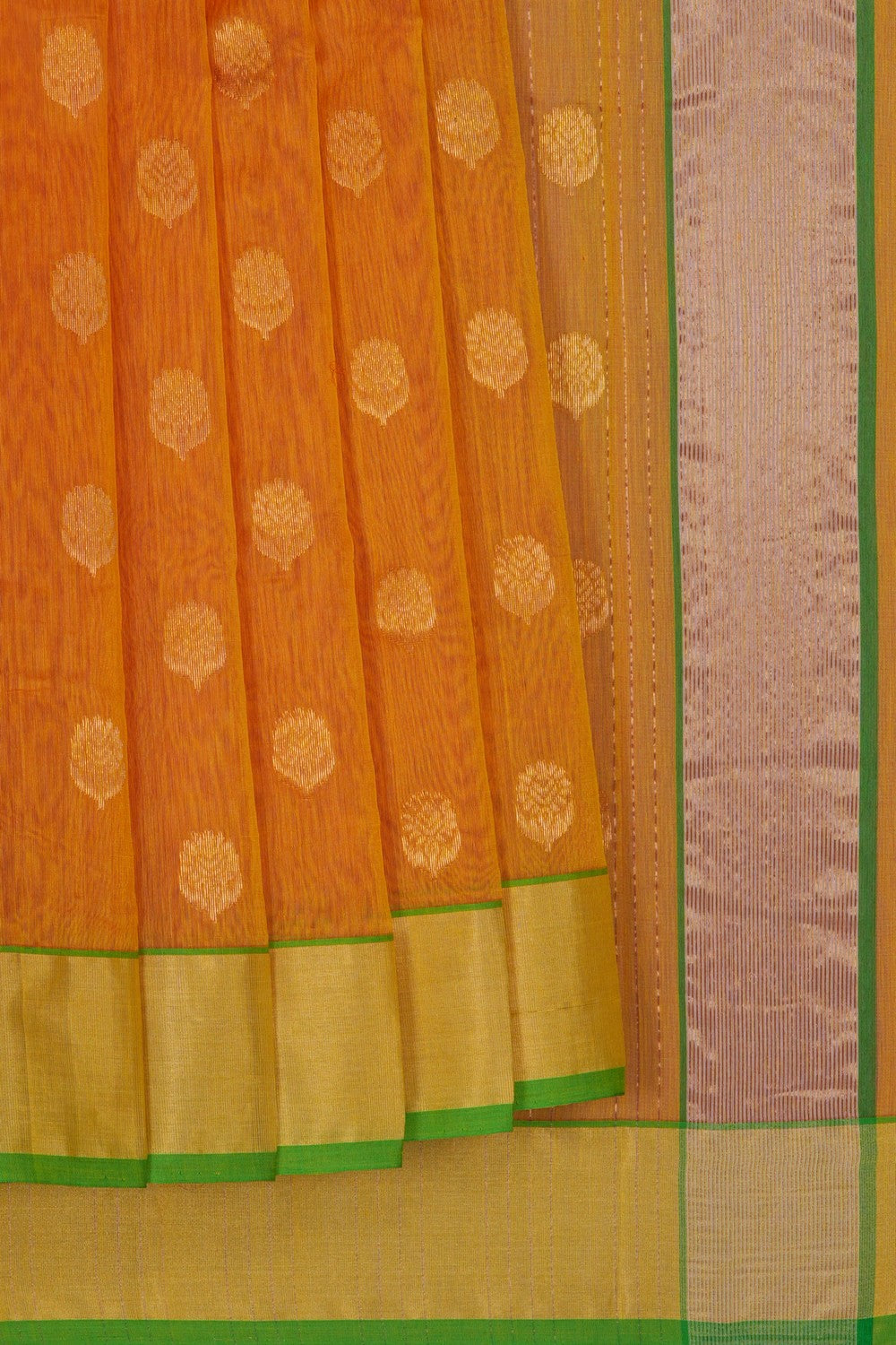 Image of Chanderi Silk Cotton Orange Saree