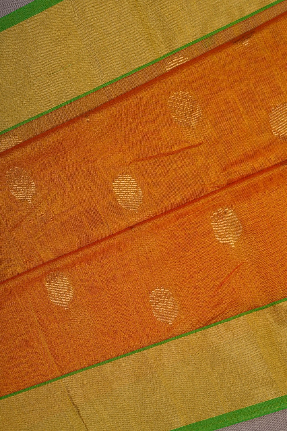 Image of Chanderi Silk Cotton Orange Saree