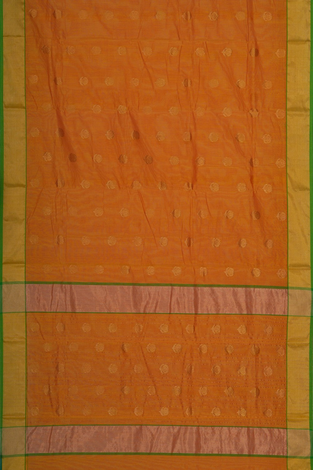 Image of Chanderi Silk Cotton Orange Saree