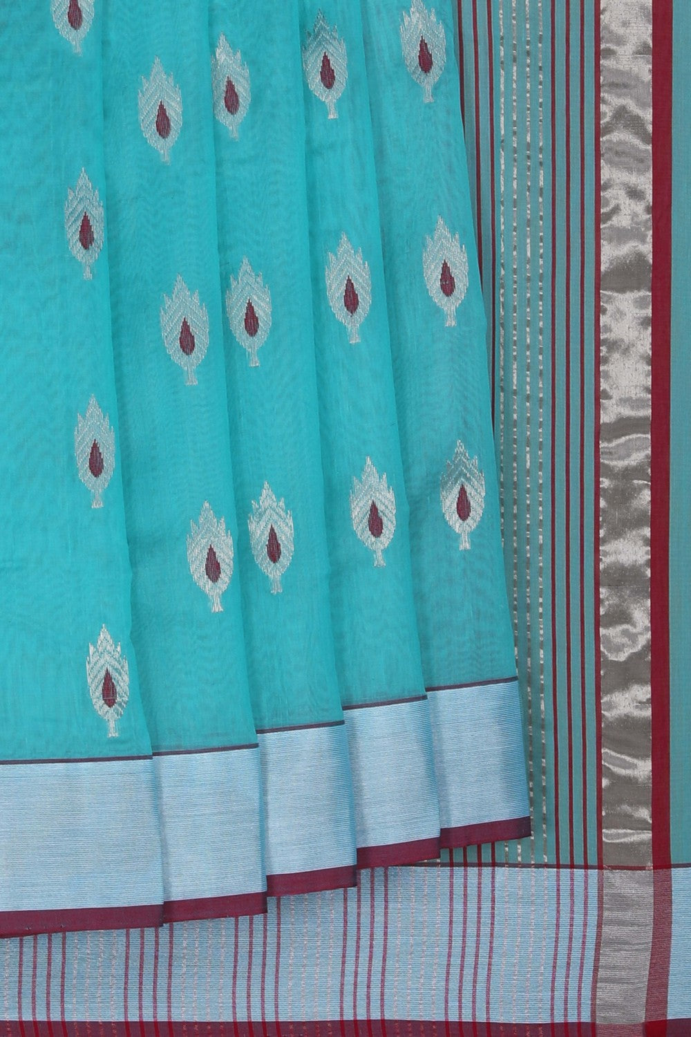 Image of Chanderi Silk Cotton Turquoise Green Saree