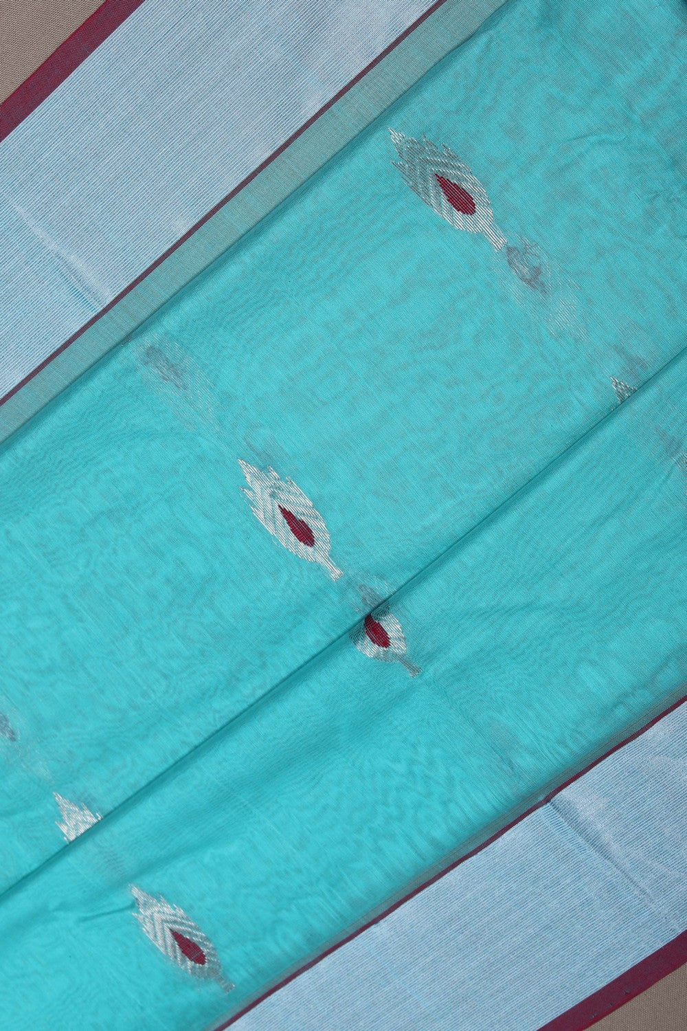 Image of Chanderi Silk Cotton Turquoise Green Saree