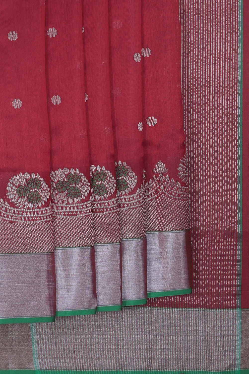 Image of Chanderi Silk Cotton Fuchsia-Pink Saree