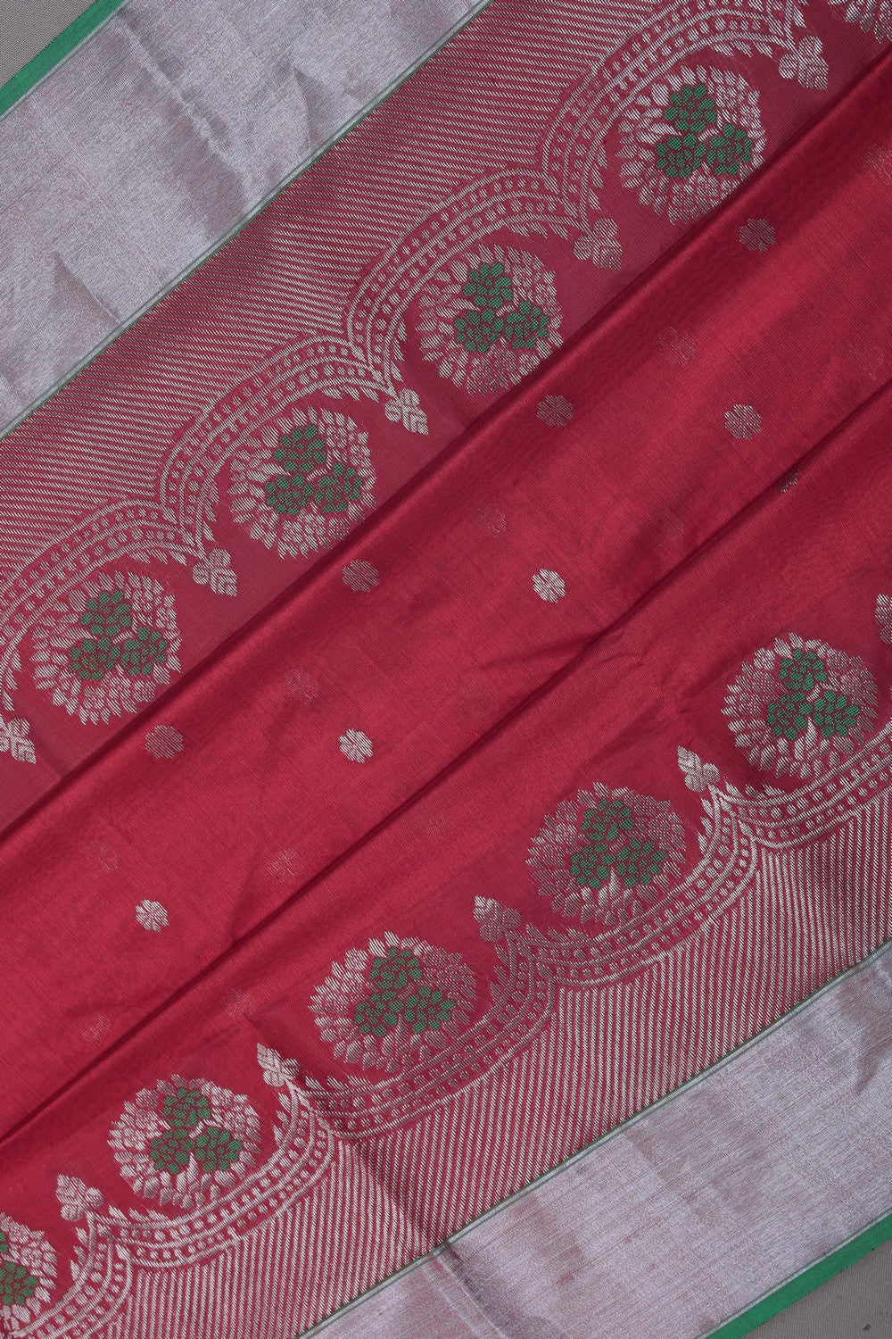 Image of Chanderi Silk Cotton Fuchsia-Pink Saree
