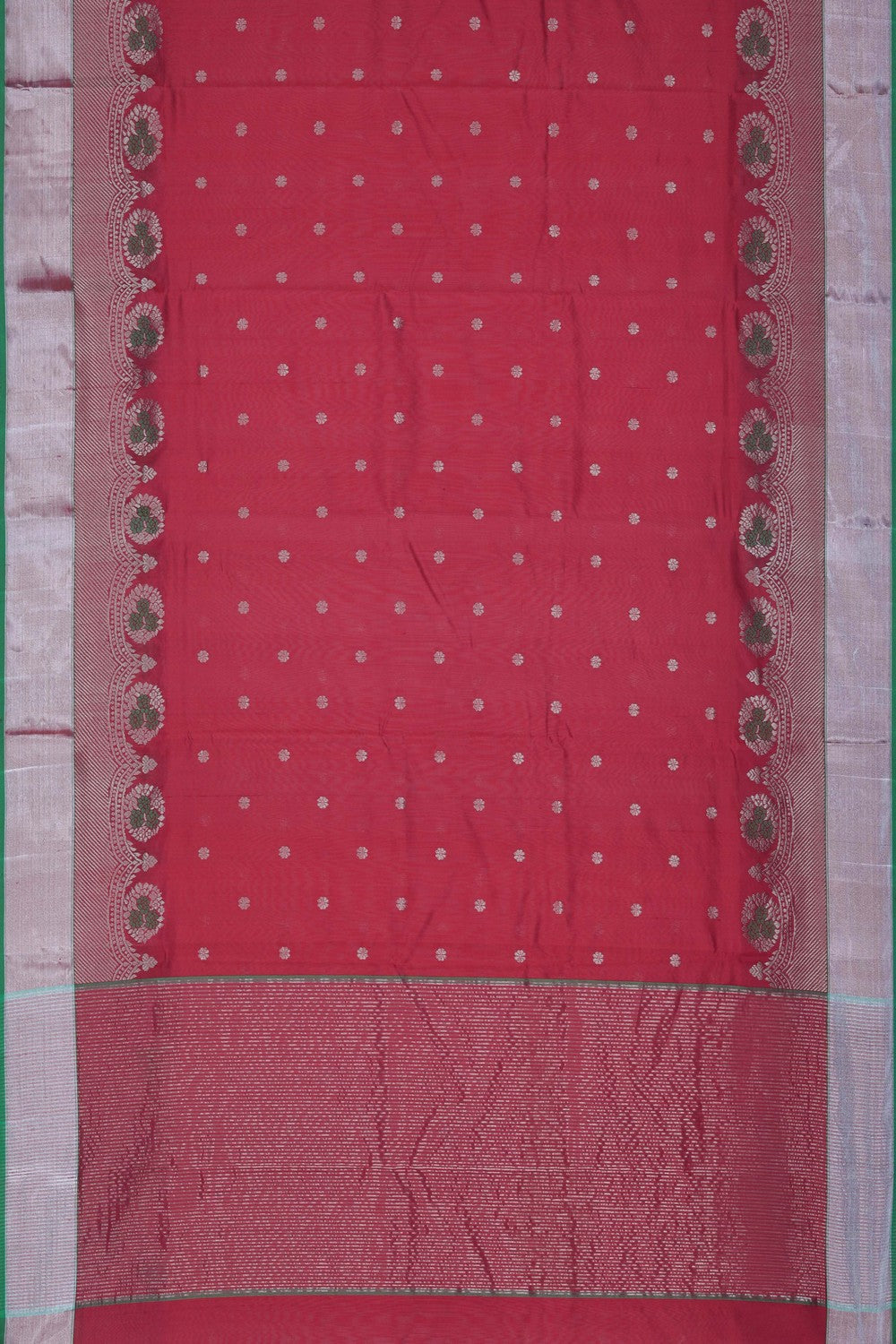 Image of Chanderi Silk Cotton Fuchsia-Pink Saree