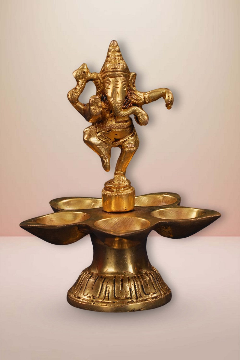 Image of Brass Dancing Ganapati Casted Mehnoor Oil Lamp