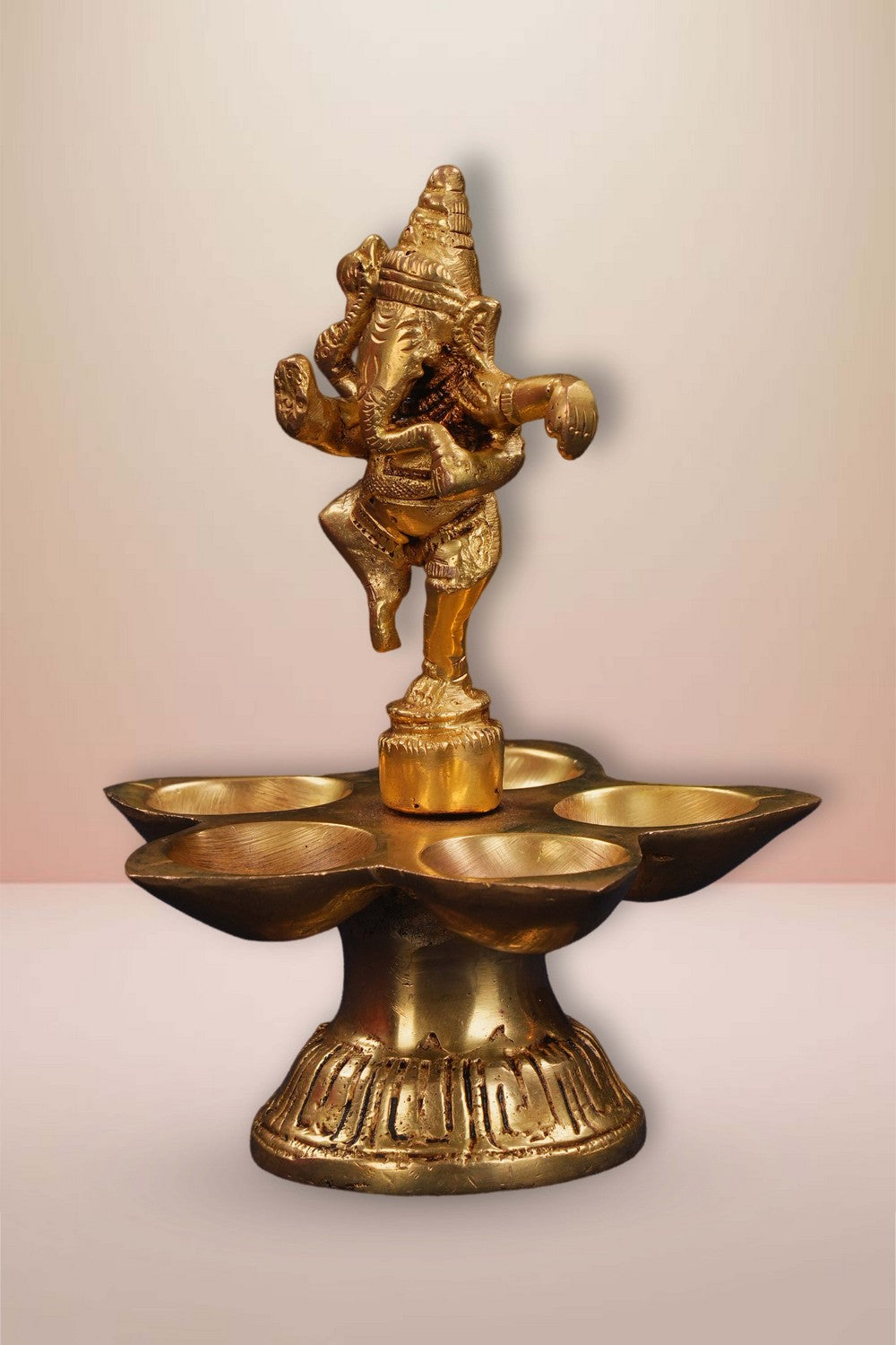 Image of Brass Dancing Ganapati Casted Mehnoor Oil Lamp