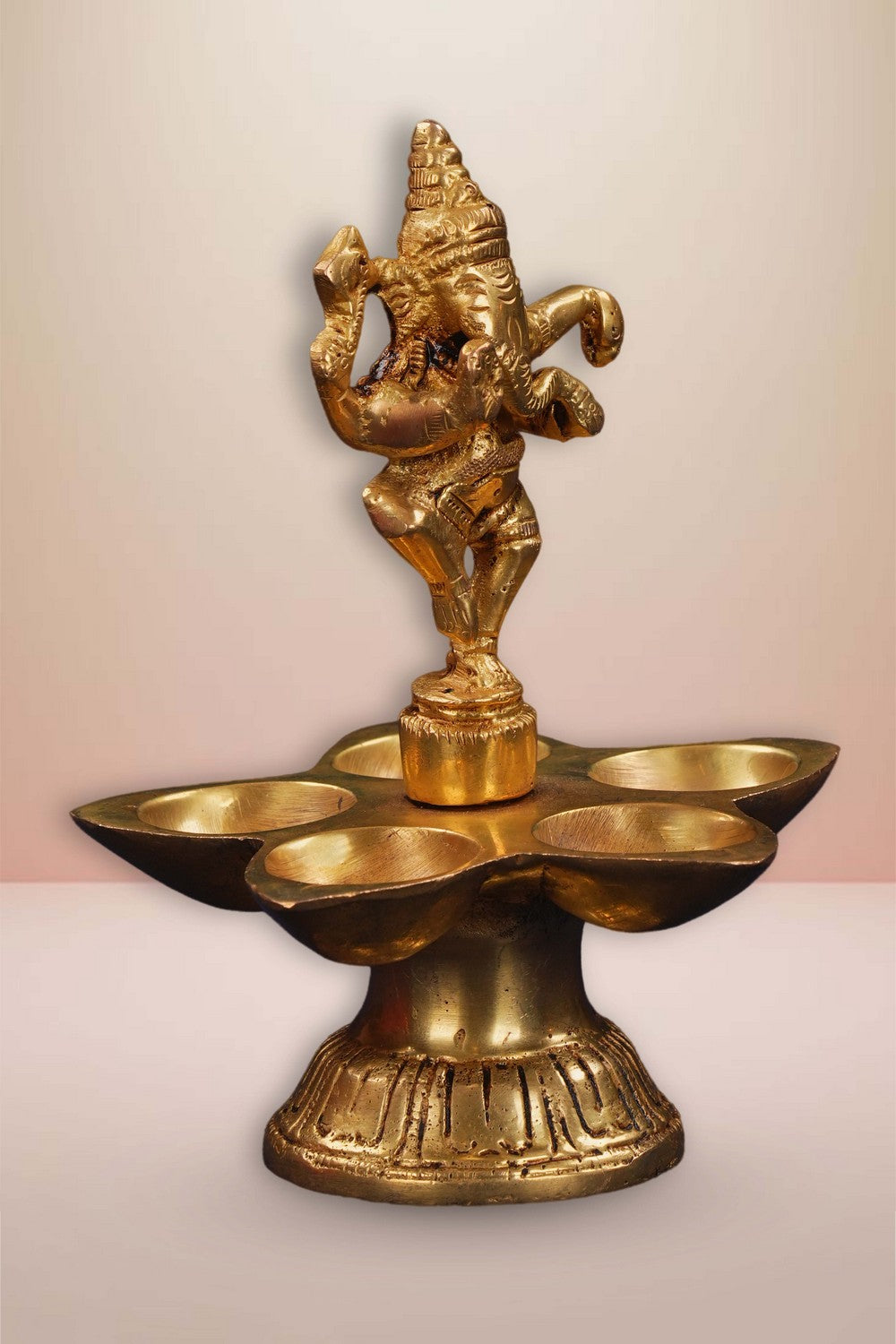Image of Brass Dancing Ganapati Casted Mehnoor Oil Lamp