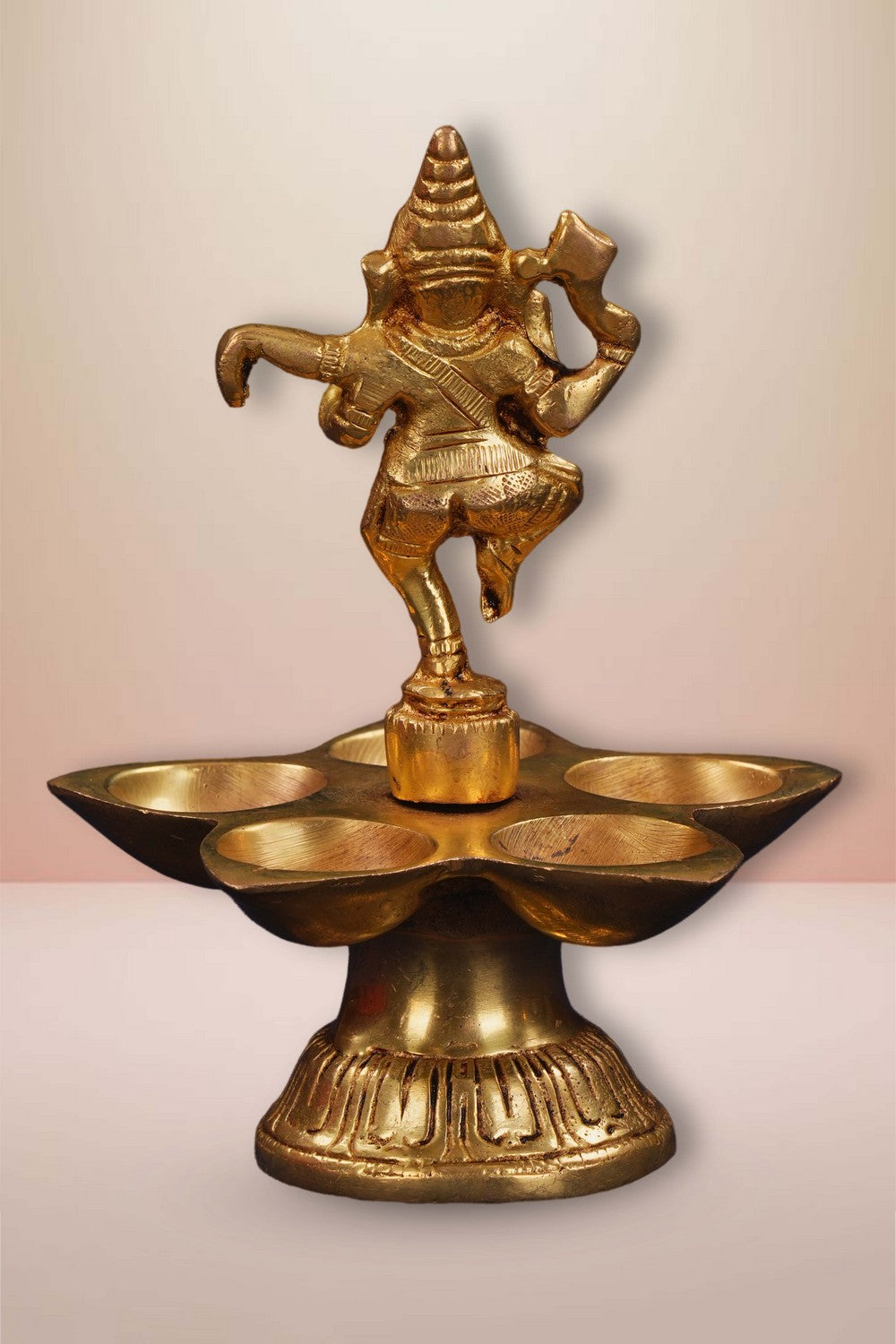Image of Brass Dancing Ganapati Casted Mehnoor Oil Lamp