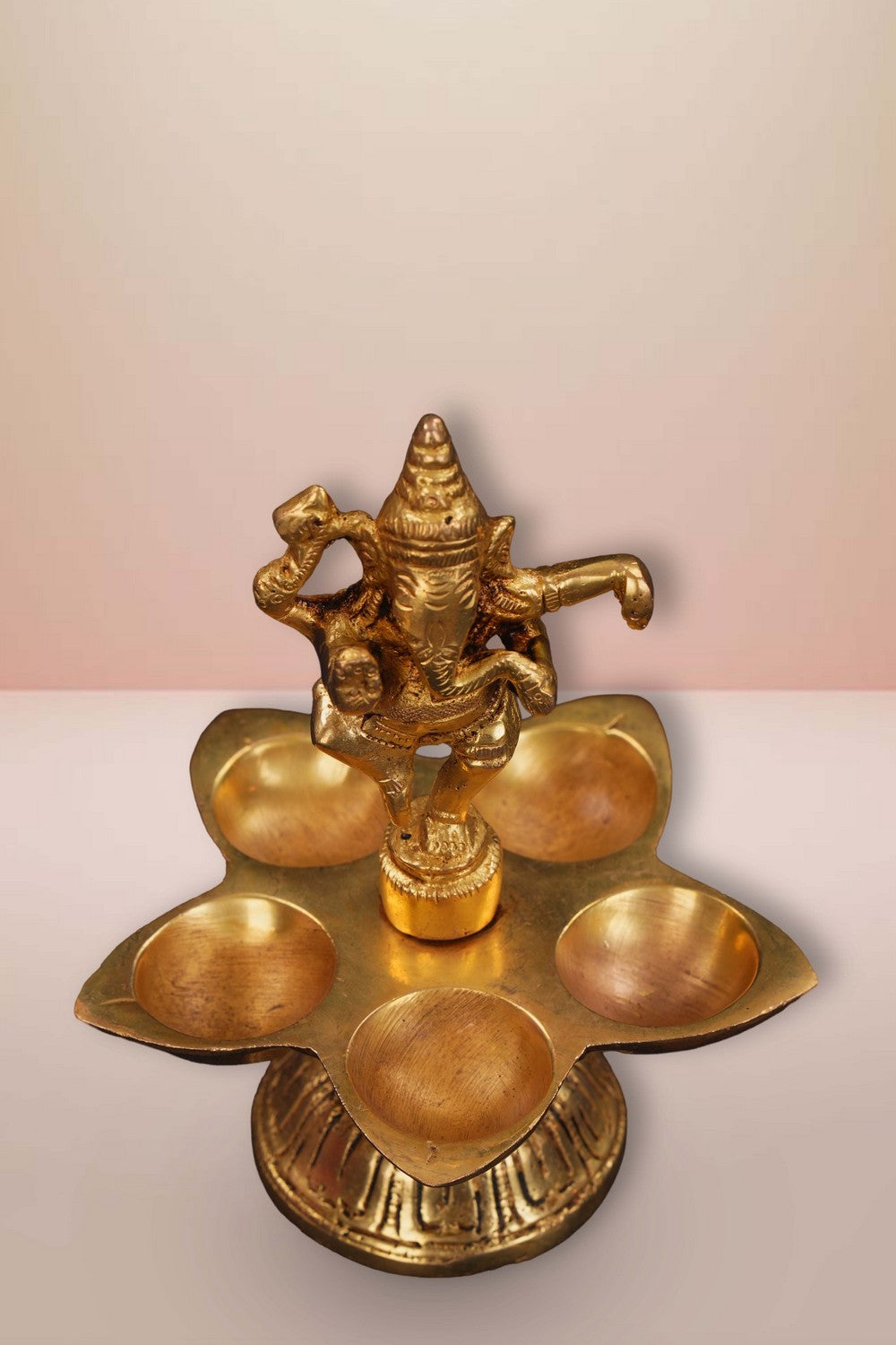 Image of Brass Dancing Ganapati Casted Mehnoor Oil Lamp