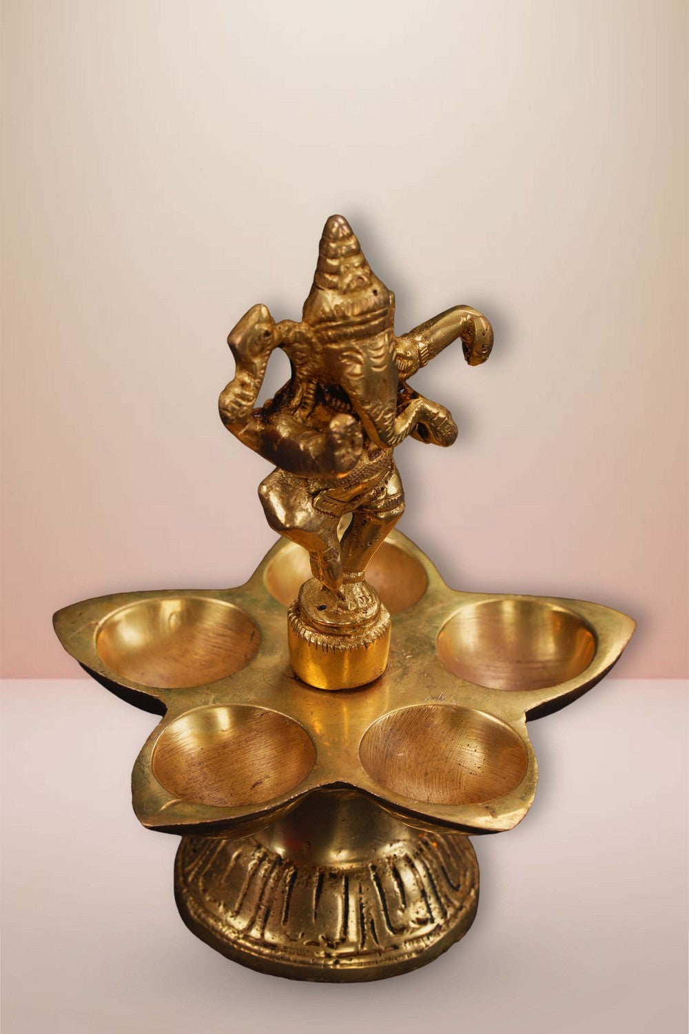 Image of Brass Dancing Ganapati Casted Mehnoor Oil Lamp