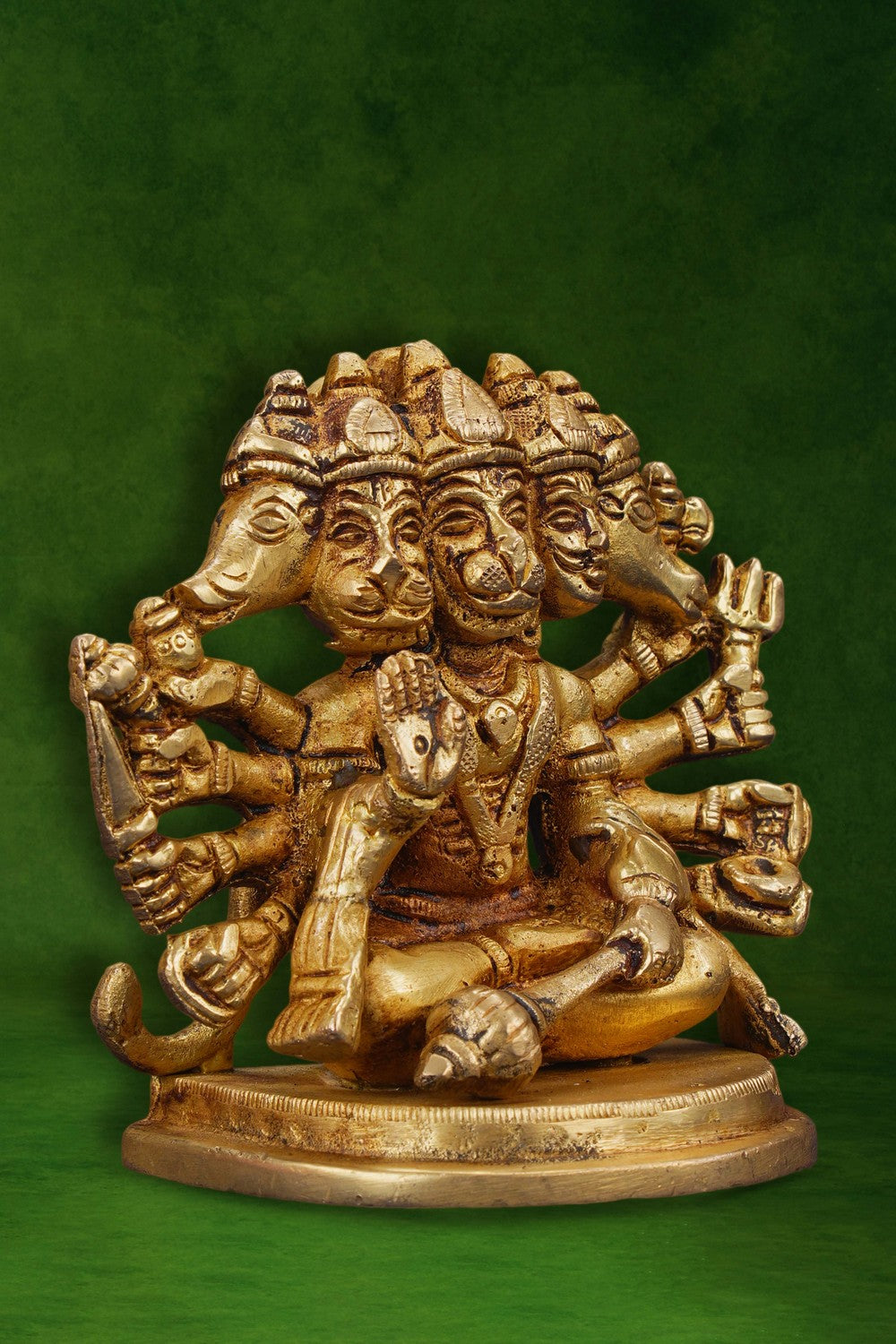 Image of Handcrafted Brass Panchmukhi Hanuman Idol
