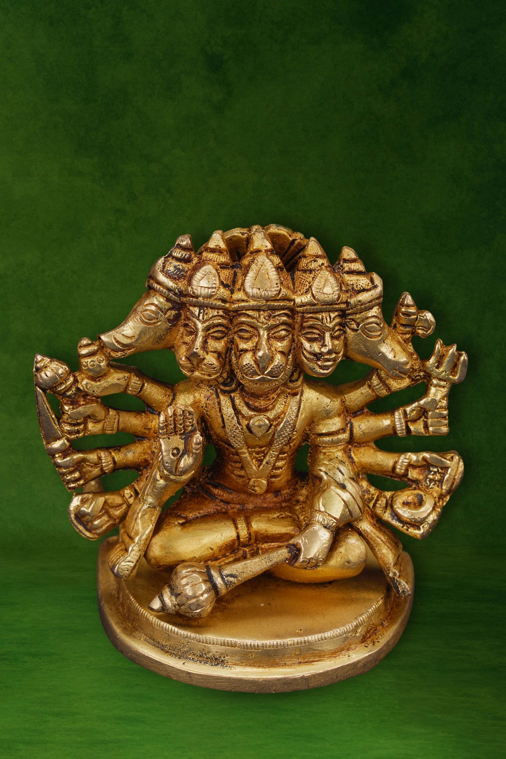 Image of Handcrafted Brass Panchmukhi Hanuman Idol