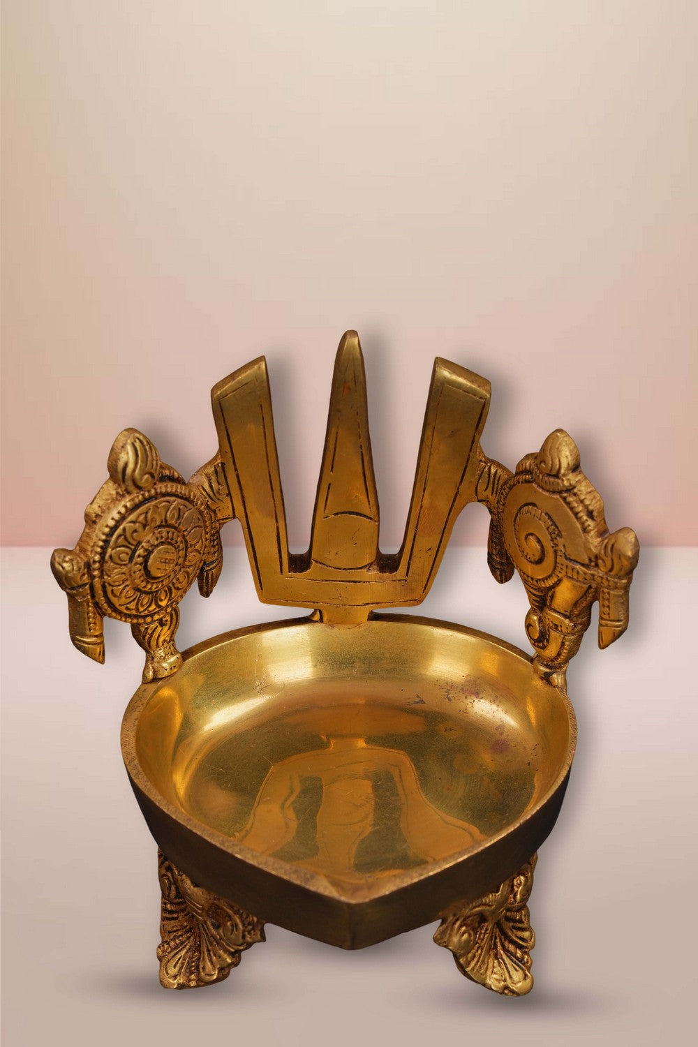 Image of Brass Diya Namalu with shankh and chakra