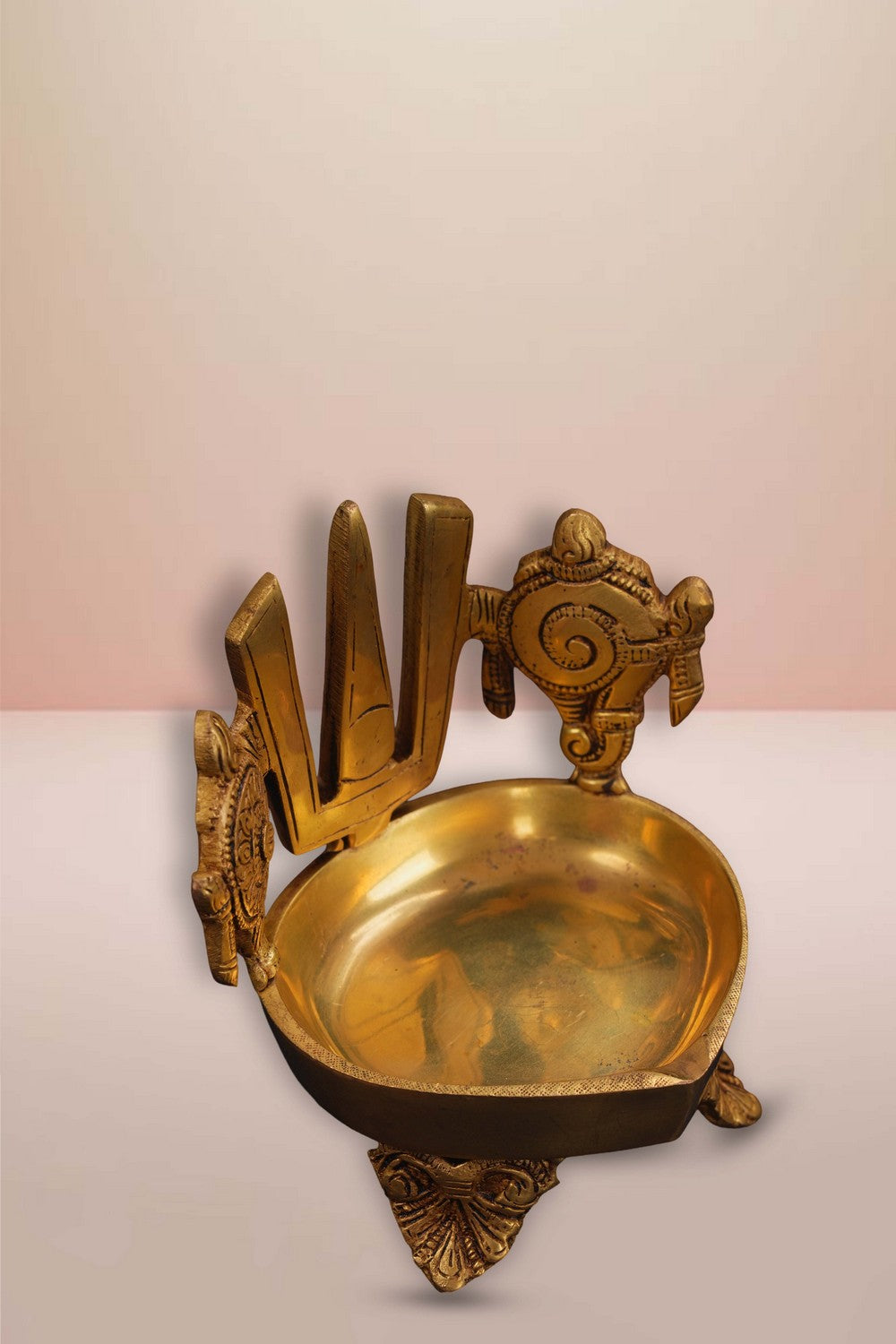Image of Brass Diya Namalu with shankh and chakra