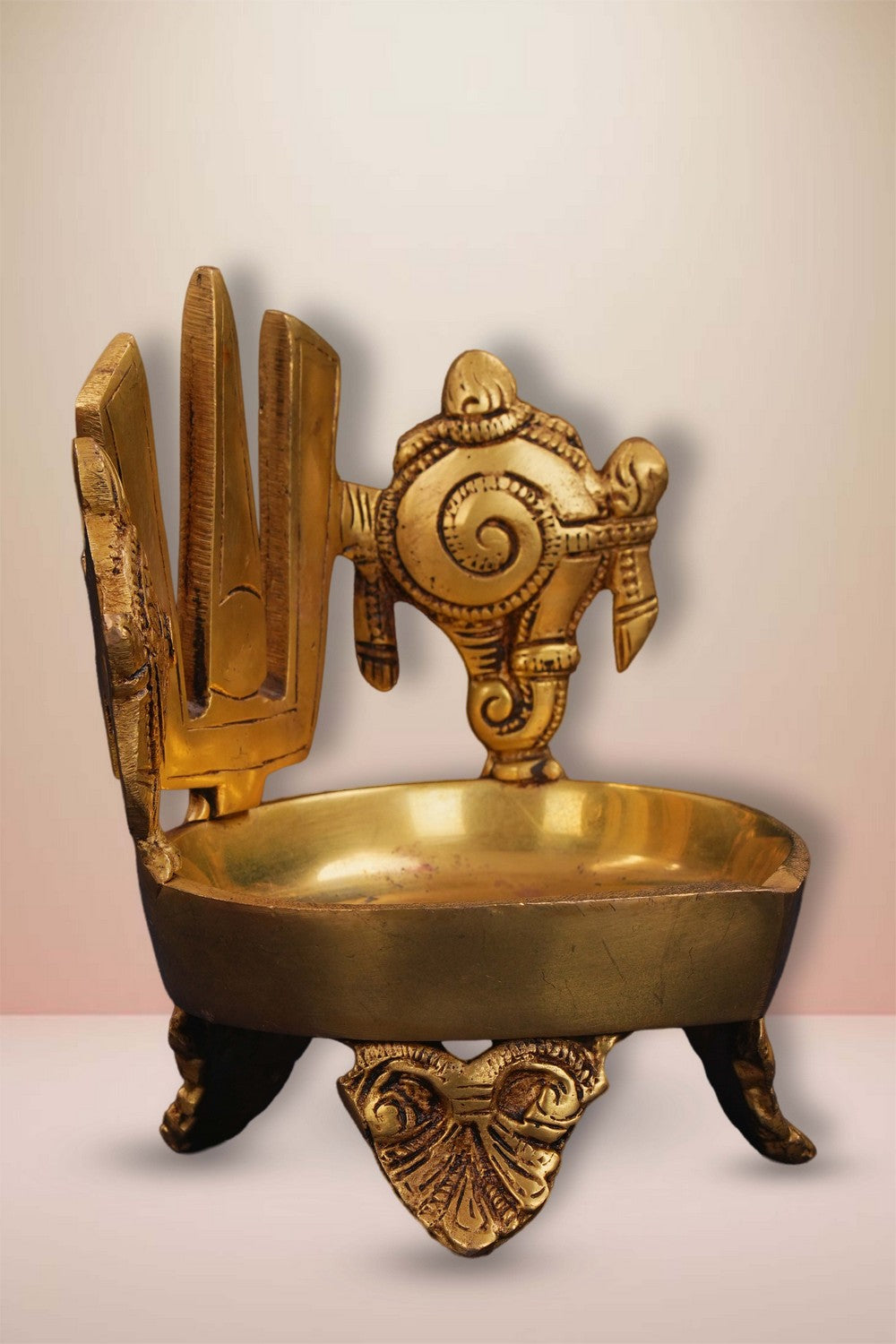 Image of Brass Diya Namalu with shankh and chakra
