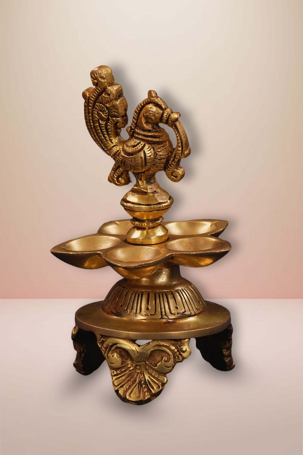 Image of Brass Annapakshi Casted Mehnoor Oil Lamp